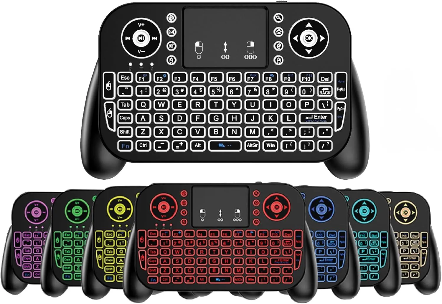 Bluetooth   2.4GHz RF Wireless Mini Keyboard Remote Control Touchpad Mouse Combo for Android TV Box Apple Smart TV Fire Stick PC Computer Laptop Window OS HTPC Theater Raspberry Pi Tablet   Backlit