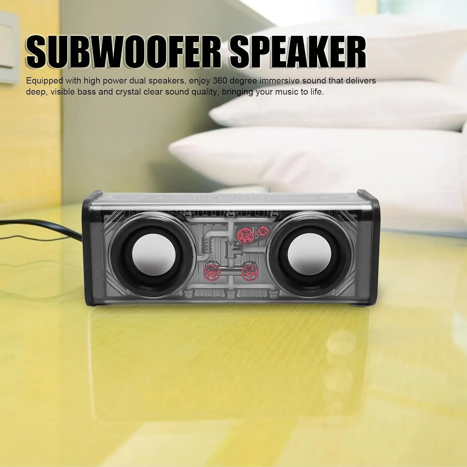 Bluetooth Speaker with Colorful Lights & Bluetooth 5.3  Dual Speaker, 360 Immersive Sound, Portable Subwoofer with Responsive Controls for Home, Outdoor, Party Events (Black)