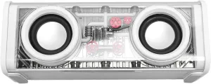 Bluetooth Speaker with Colorful Lights & Bluetooth 5.3  Dual Speaker, 360 Immersive Sound, Portable Subwoofer with Responsive Controls for Home, Outdoor, Party Events (White)