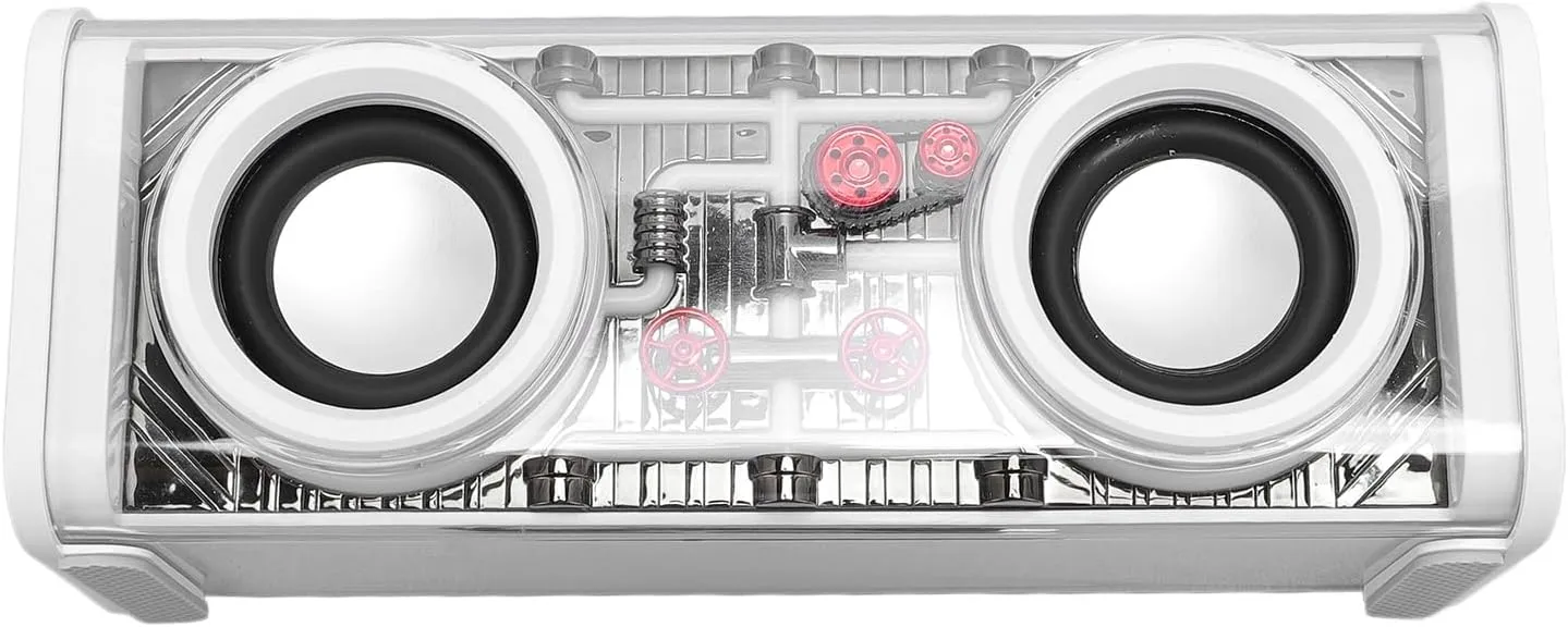 Bluetooth Speaker with Colorful Lights & Bluetooth 5.3  Dual Speaker, 360 Immersive Sound, Portable Subwoofer with Responsive Controls for Home, Outdoor, Party Events (White)