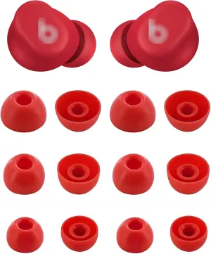 BLUEWALL Ear Tips Compatible with Beats Solo Buds, Studio Buds & Fit Pro, 6 Pairs S/M/L Sizes, Red
