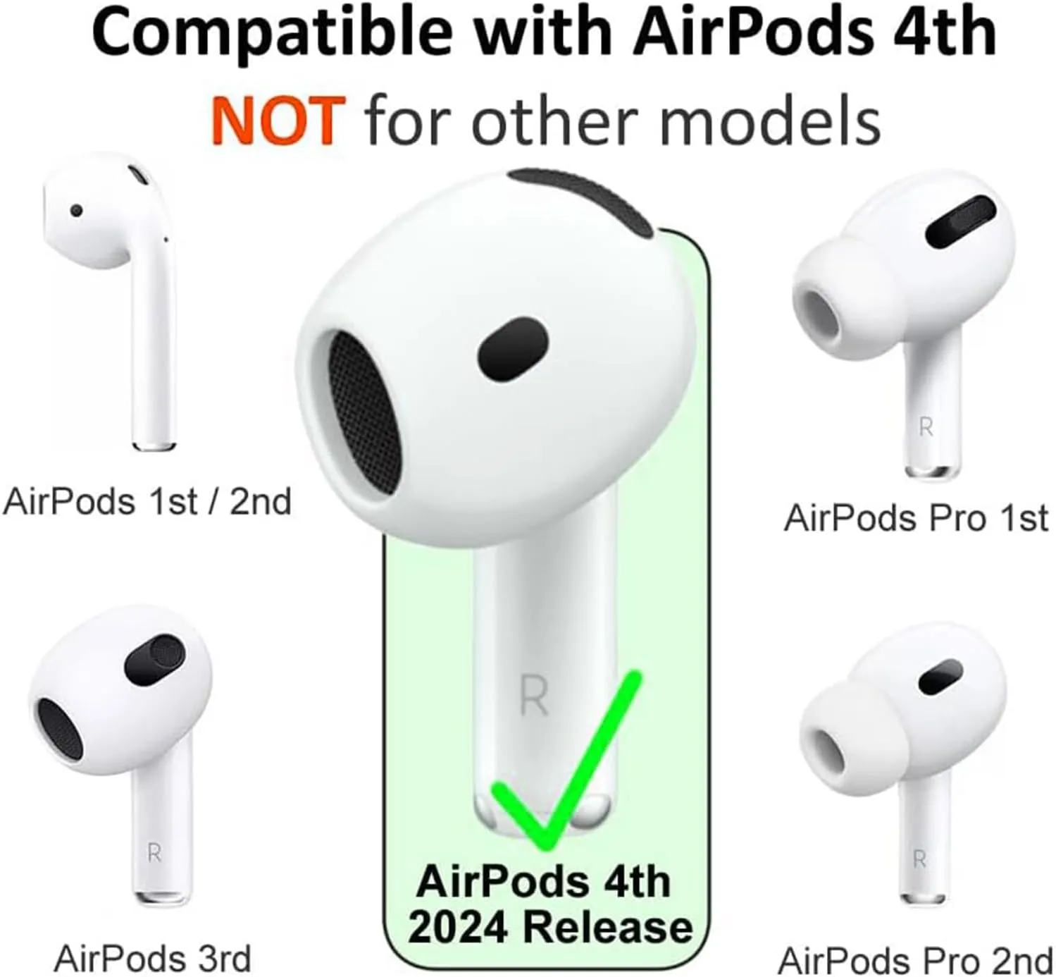 BLUEWALL Fit in Case Eartips Compatible with AirPods 4 Earbuds 4th Generation, 6 Pairs Fit in Charging Case Silicone Earbuds Cover Anti Slip Tips, Compatible with AirPods4 6 Pairs 6C