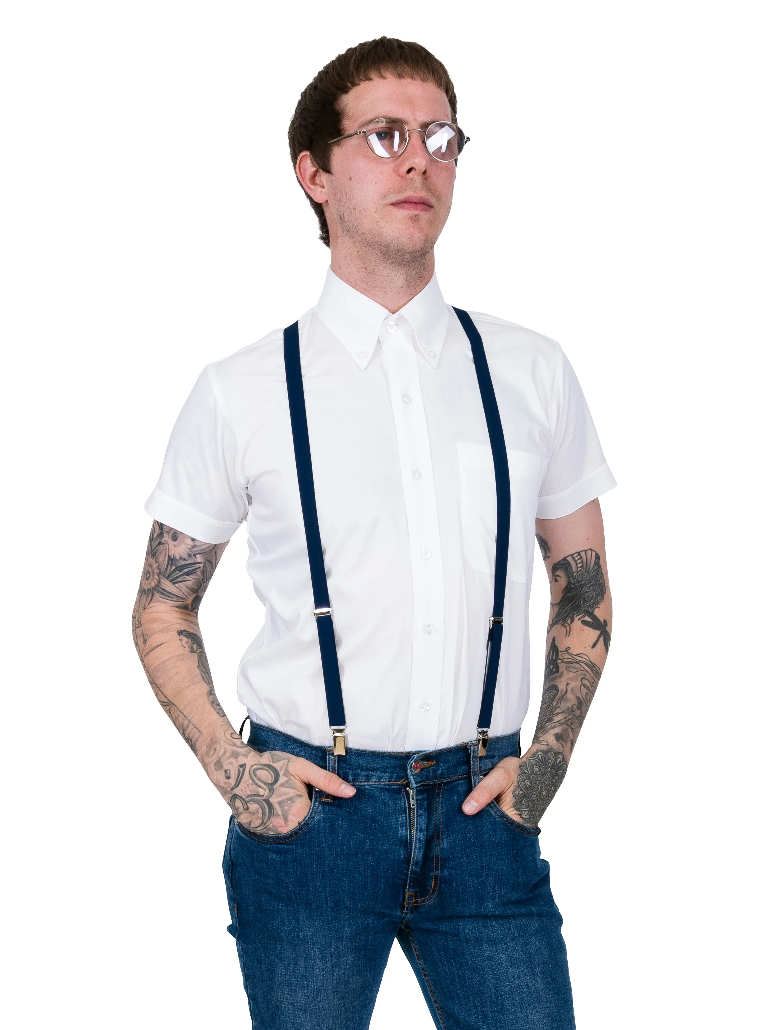Braces and Buckles - Navy Blue