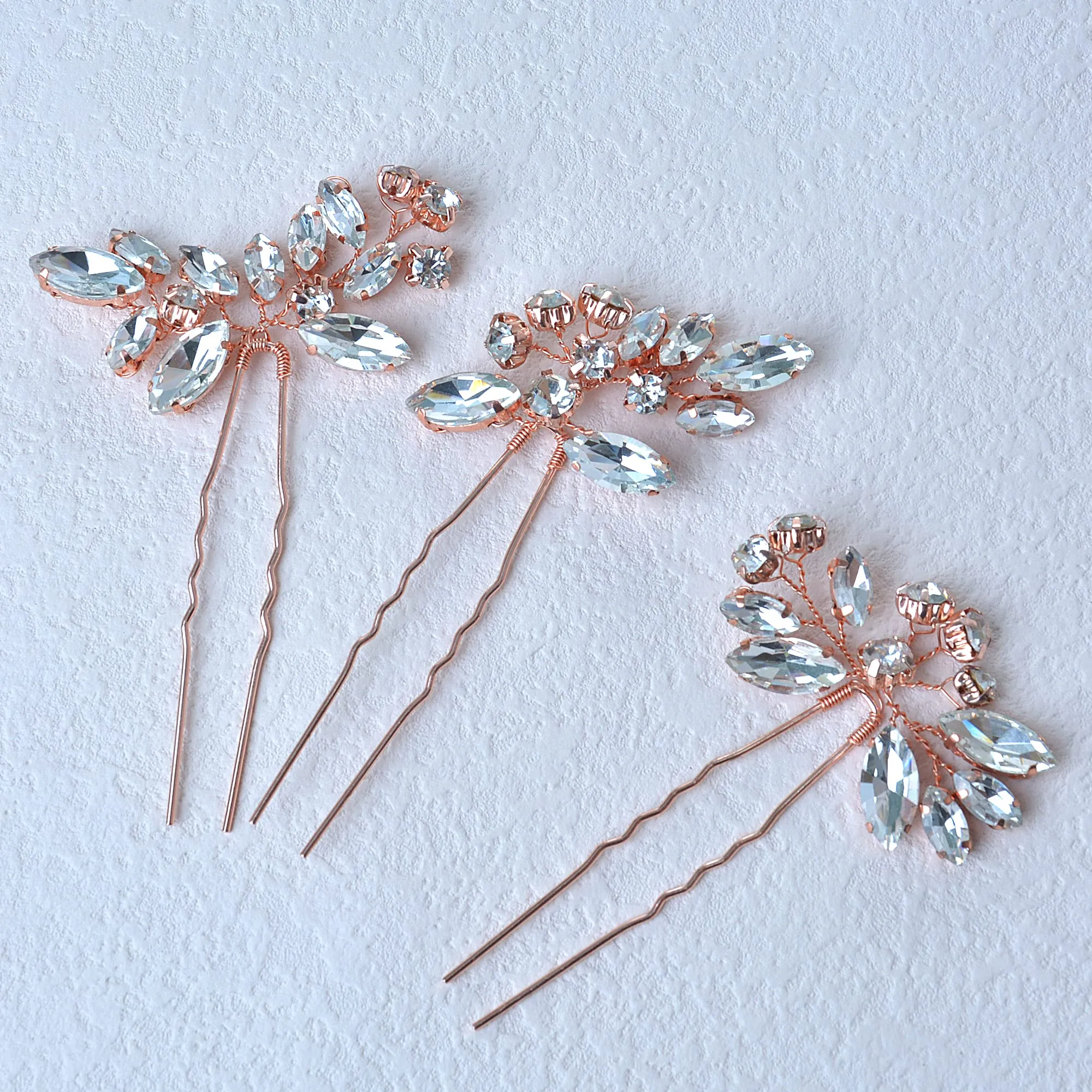 Bridal Hair Accessories, Beusoulover 3pcs Crystal Wedding Hair Pieces, Handmade Rhinestone Bridal Hair Pin for Women, Girls, Bridesmaids (Silver) (Style A Gold)