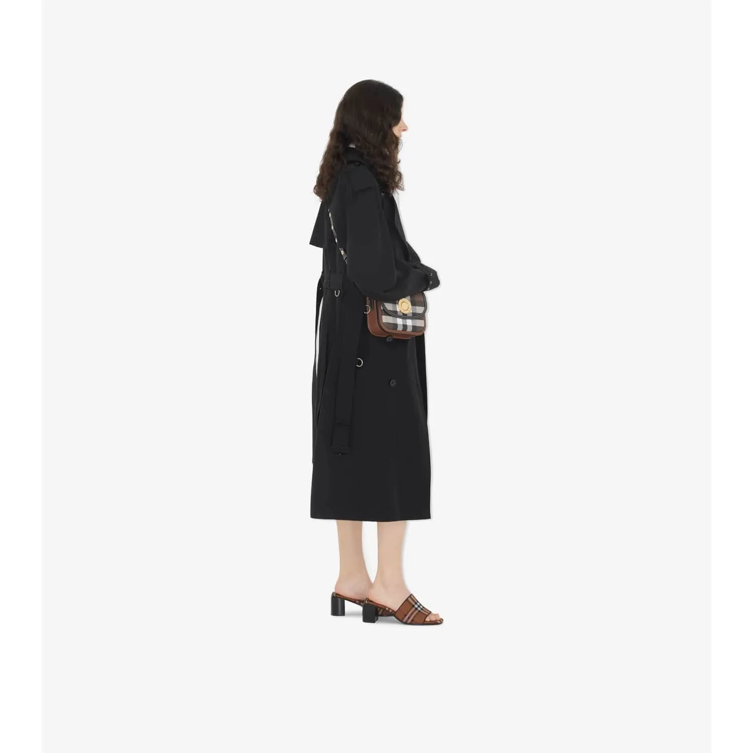 BURBERRY CHECK AND LEATHER SMALL ELIZABETH BAG