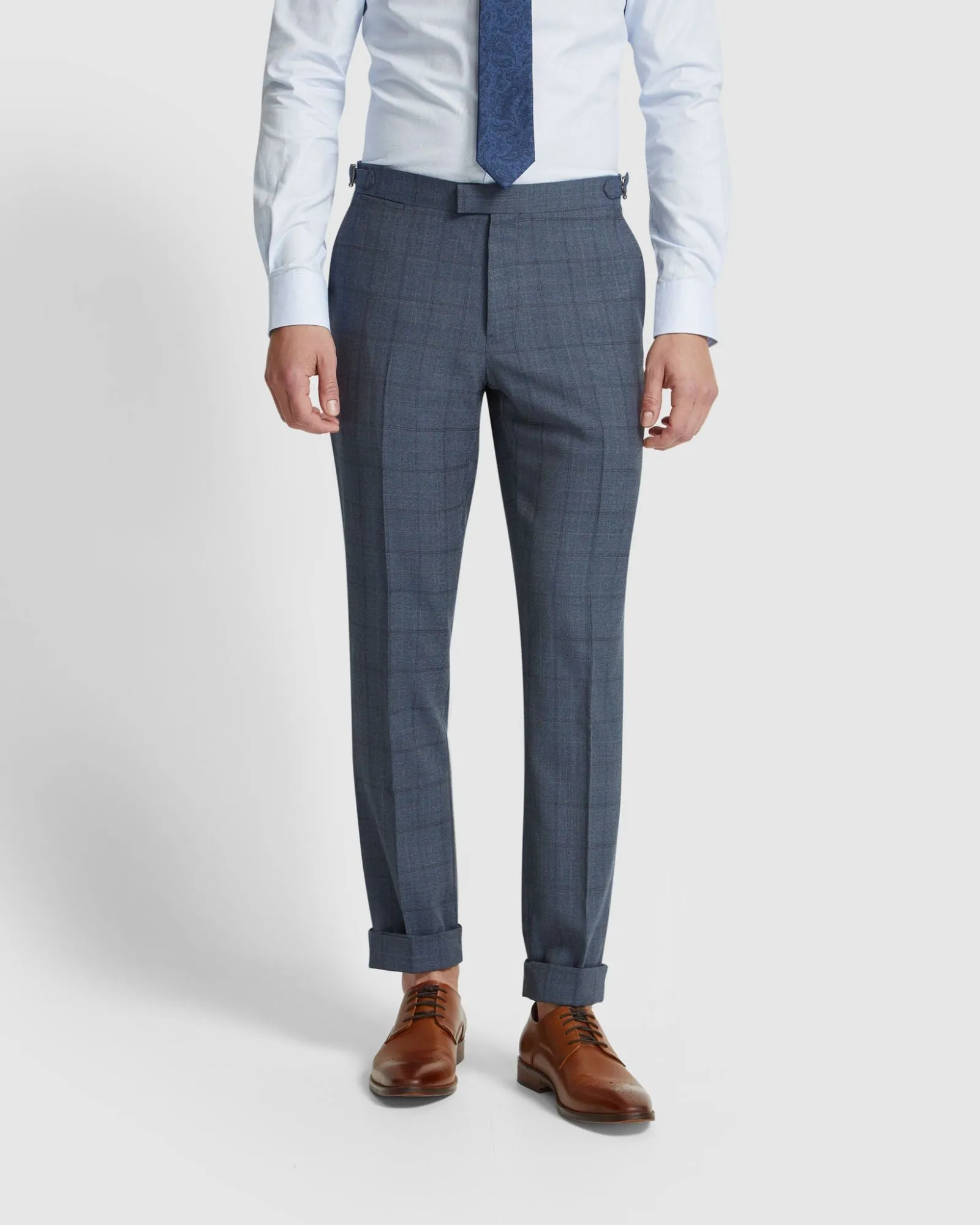 Byron Wool Check Suit Trousers Side Tab