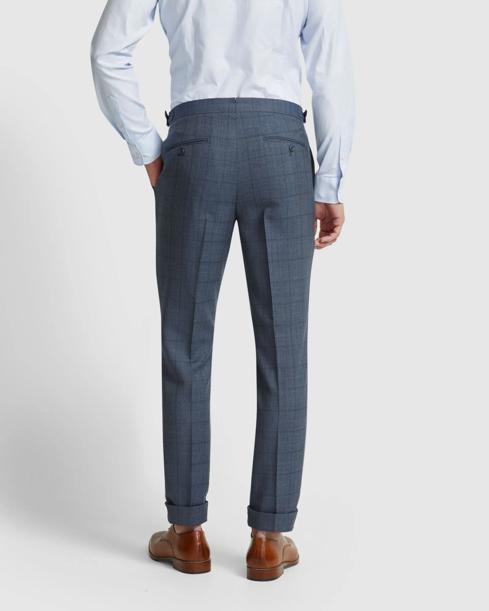 Byron Wool Check Suit Trousers Side Tab