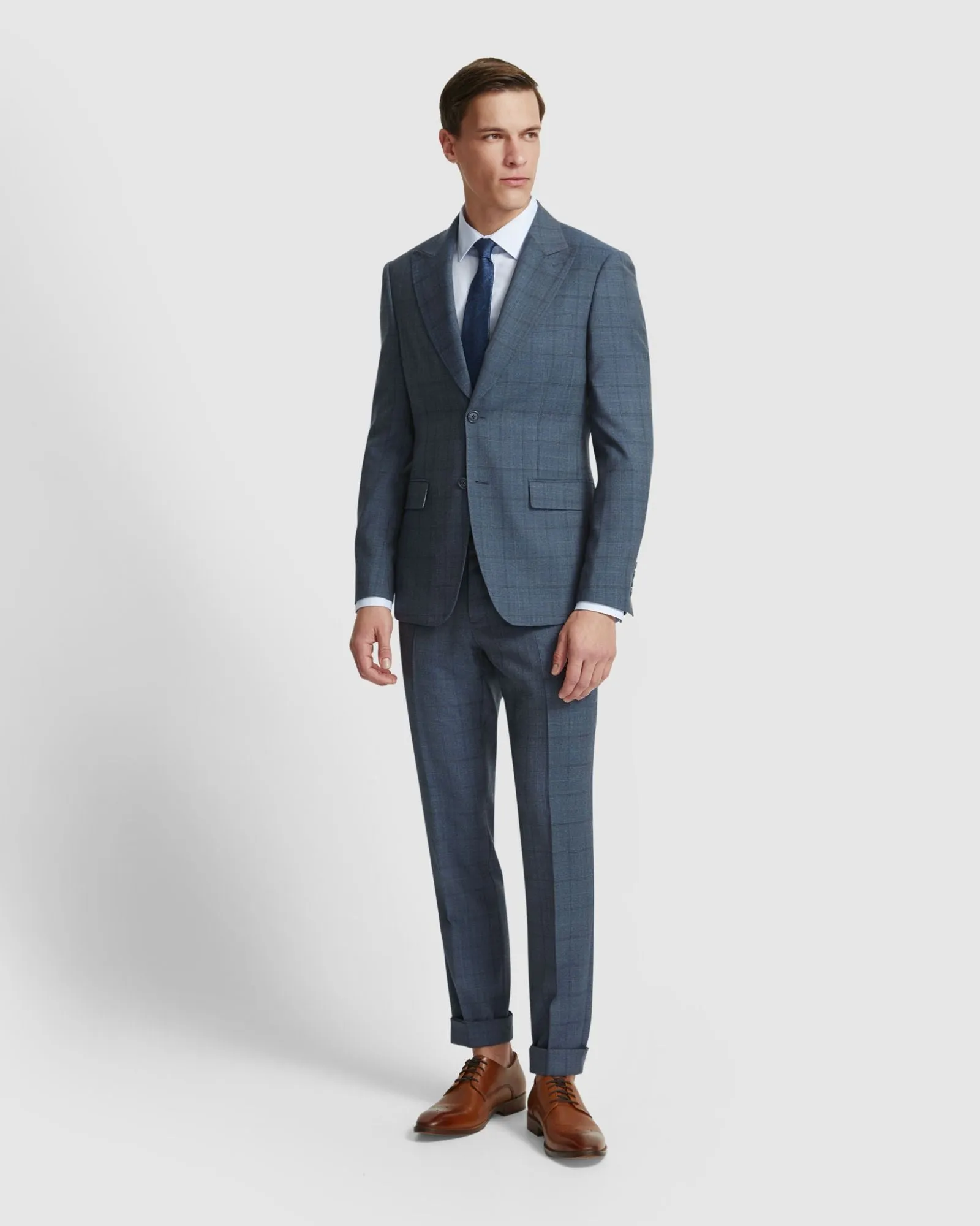 Byron Wool Check Suit Trousers Side Tab