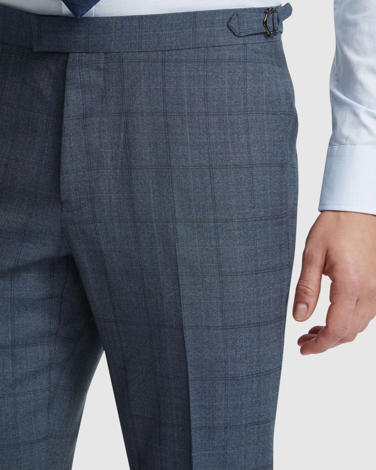 Byron Wool Check Suit Trousers Side Tab