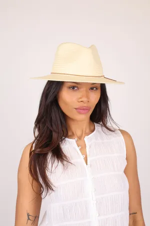 Cabochon Packable Straw Fedora