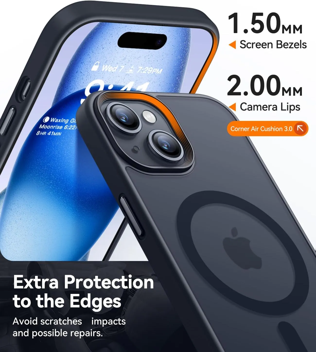 CANSHN Magnetic Case for iPhone 15 Case [Compatible with MagSafe & MIL-Grade Drop Tested] Slim Translucent Matte Cover, Anti-Scratch Shockproof Phone Case for iPhone 15 6.1 Inch, Black
