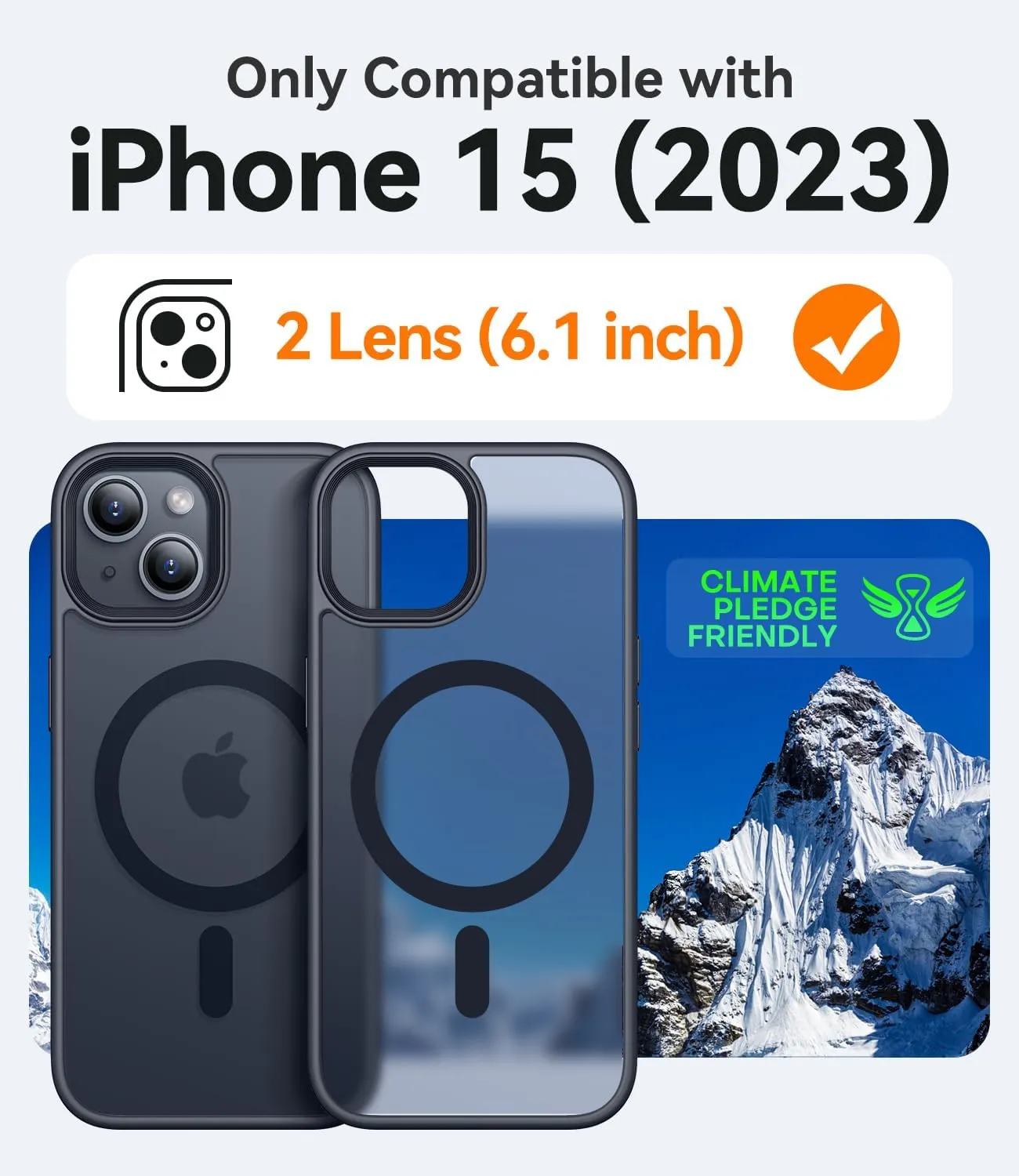 CANSHN Magnetic Case for iPhone 15 Case [Compatible with MagSafe & MIL-Grade Drop Tested] Slim Translucent Matte Cover, Anti-Scratch Shockproof Phone Case for iPhone 15 6.1 Inch, Black