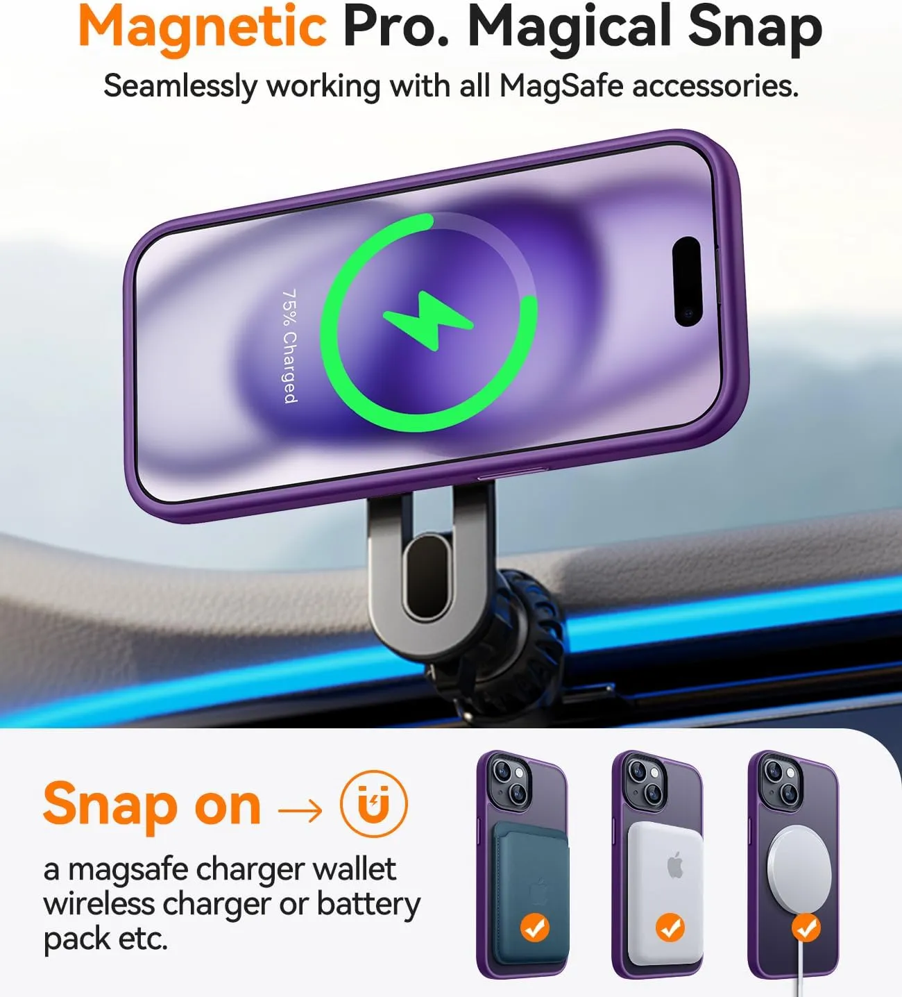 CANSHN Magnetic Case for iPhone 15 Case [Compatible with MagSafe & MIL-Grade Drop Tested] Slim Translucent Matte Cover, Anti-Scratch Shockproof Phone Case for iPhone 15 6.1 Inch, Deep Purple