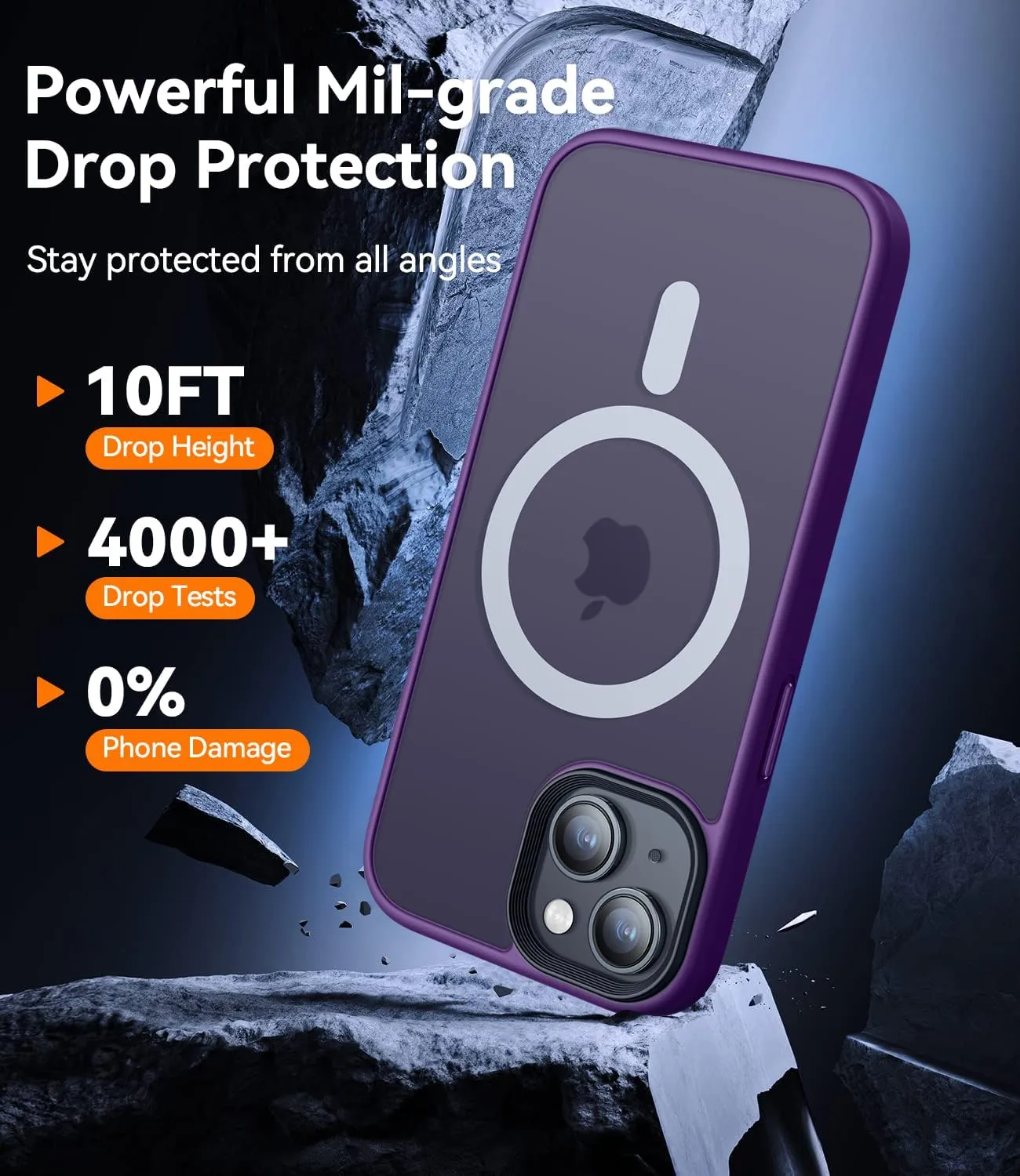 CANSHN Magnetic Case for iPhone 15 Case [Compatible with MagSafe & MIL-Grade Drop Tested] Slim Translucent Matte Cover, Anti-Scratch Shockproof Phone Case for iPhone 15 6.1 Inch, Deep Purple