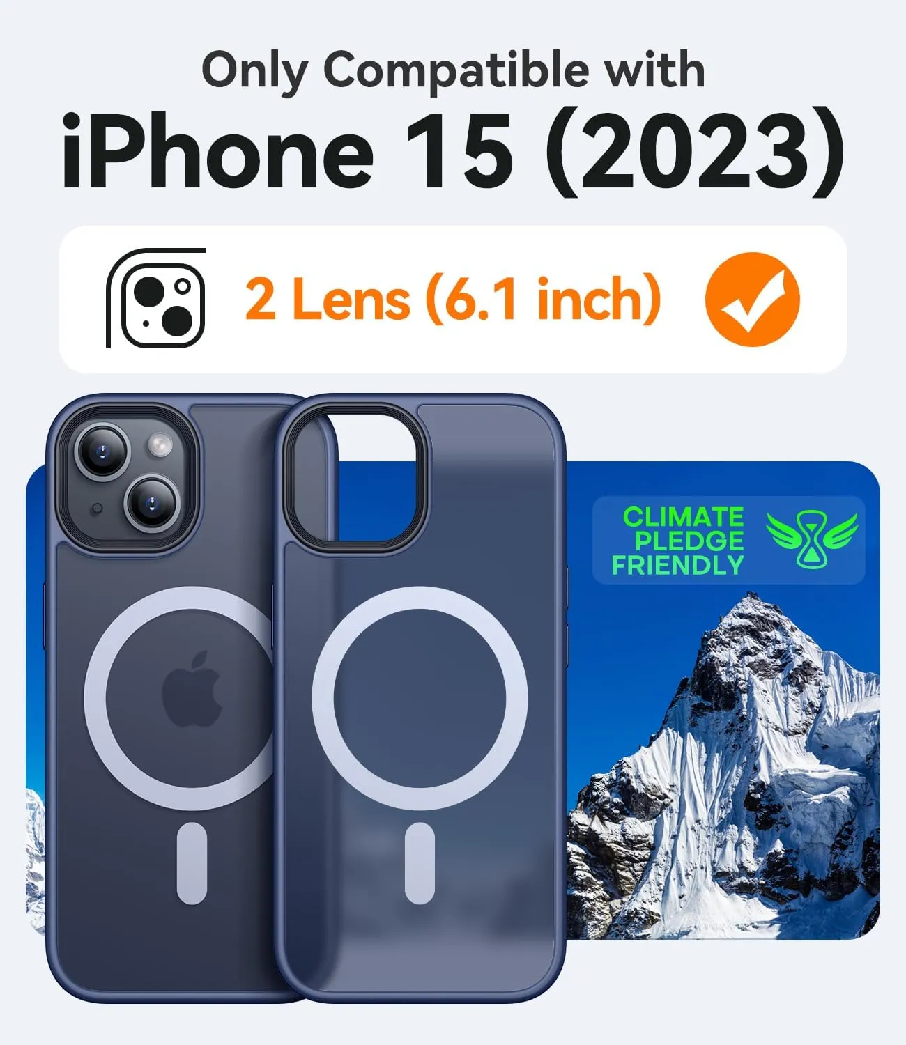 CANSHN Magnetic Case for iPhone 15 Case [Compatible with MagSafe & MIL-Grade Drop Tested] Slim Translucent Matte Cover, Anti-Scratch Shockproof Phone Case for iPhone 15 6.1 Inch, Navy Blue