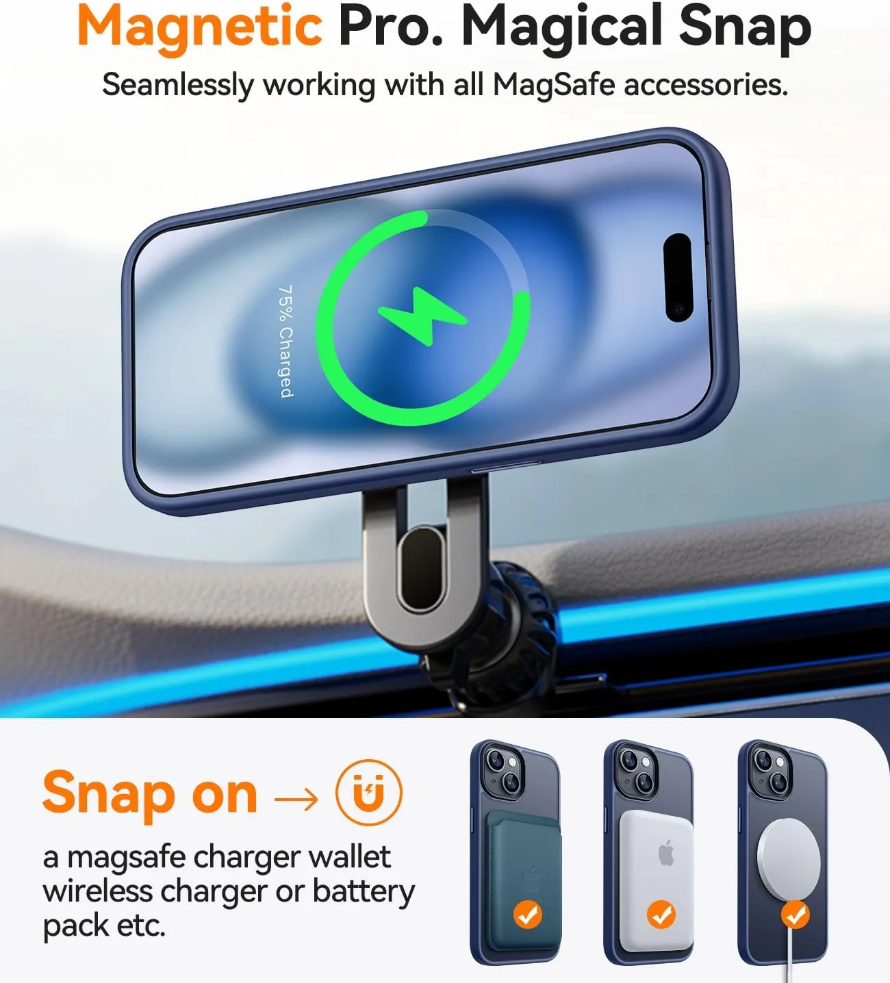 CANSHN Magnetic Case for iPhone 15 Case [Compatible with MagSafe & MIL-Grade Drop Tested] Slim Translucent Matte Cover, Anti-Scratch Shockproof Phone Case for iPhone 15 6.1 Inch, Navy Blue