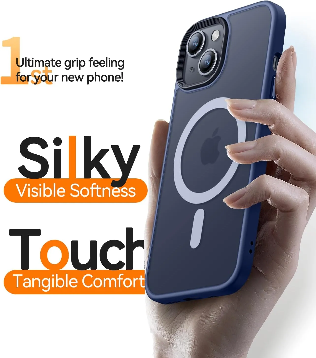 CANSHN Magnetic Case for iPhone 15 Case [Compatible with MagSafe & MIL-Grade Drop Tested] Slim Translucent Matte Cover, Anti-Scratch Shockproof Phone Case for iPhone 15 6.1 Inch, Navy Blue