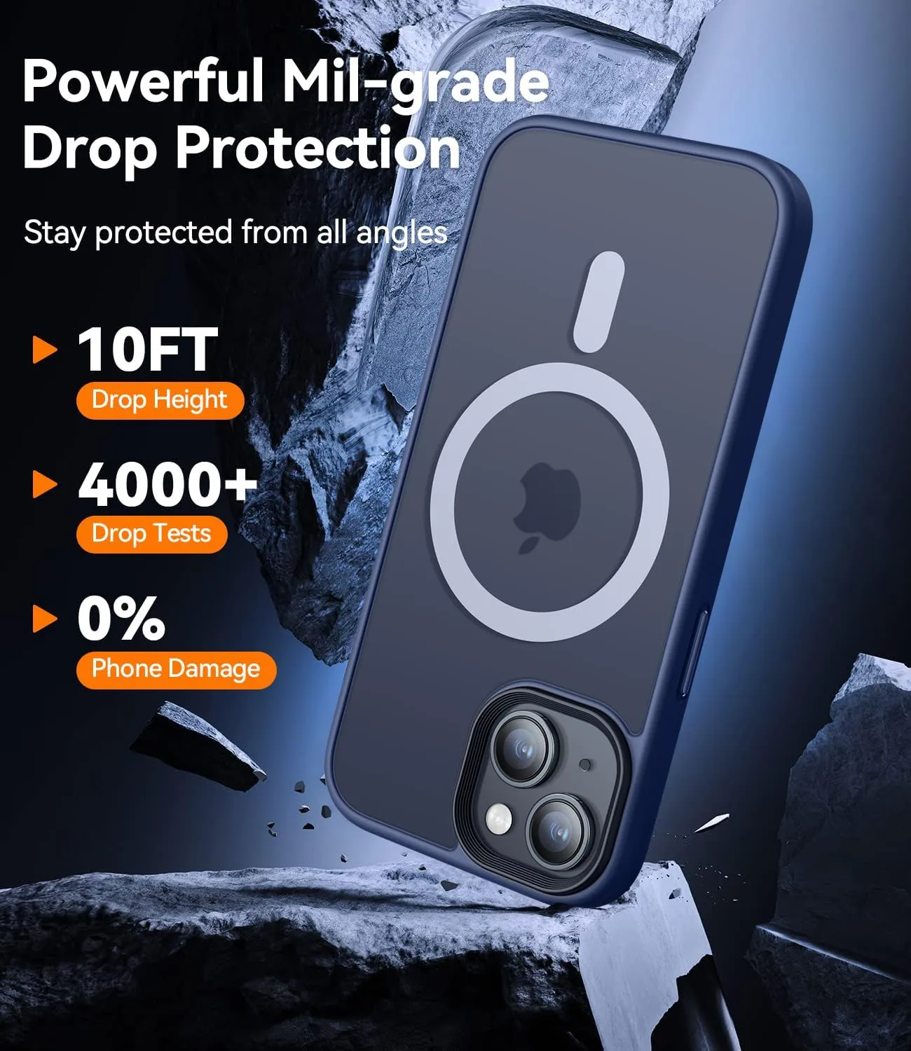 CANSHN Magnetic Case for iPhone 15 Case [Compatible with MagSafe & MIL-Grade Drop Tested] Slim Translucent Matte Cover, Anti-Scratch Shockproof Phone Case for iPhone 15 6.1 Inch, Navy Blue