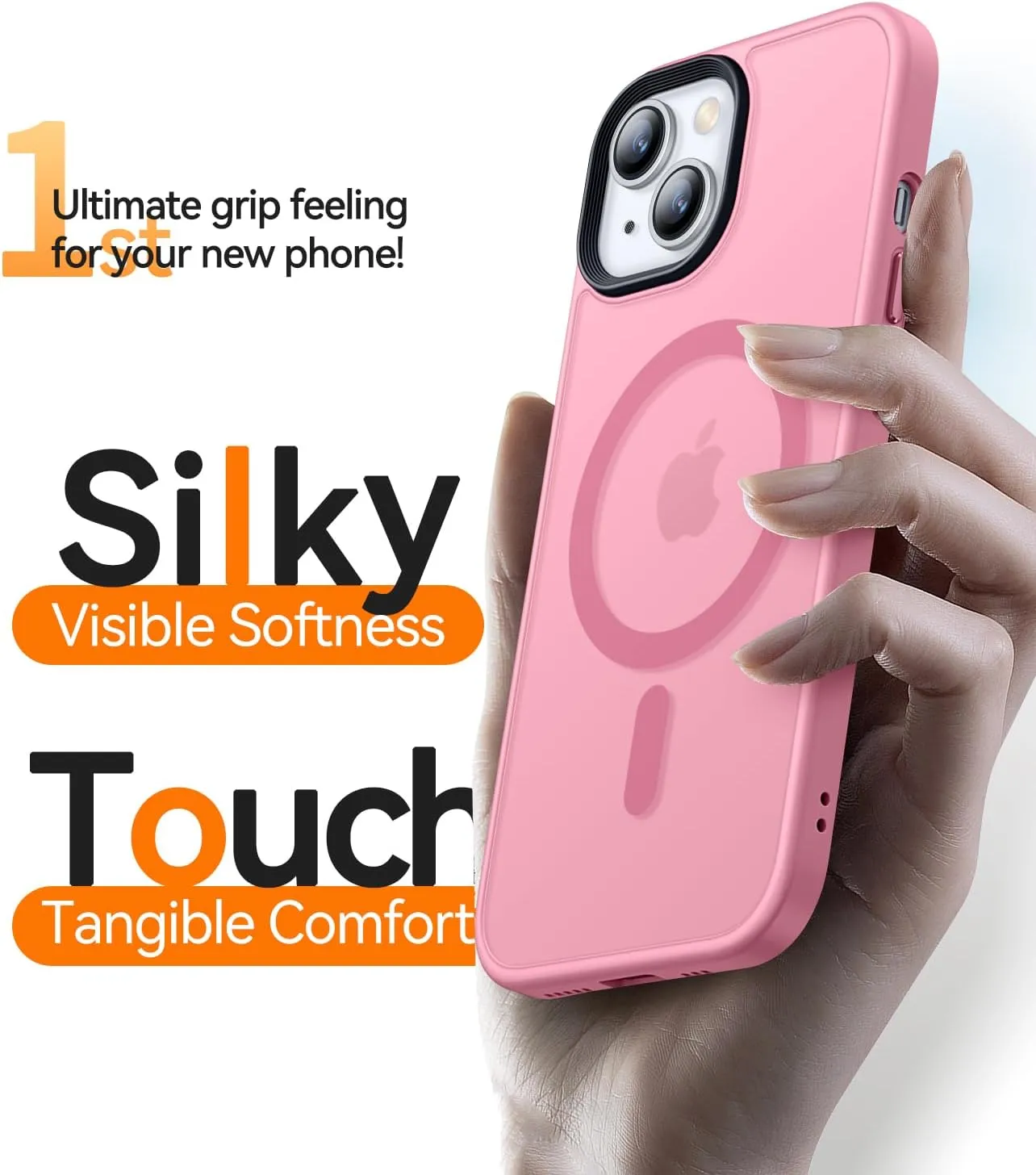 CANSHN Magnetic Case for iPhone 15 Case [Compatible with MagSafe & MIL-Grade Drop Tested] Slim Translucent Matte Cover, Anti-Scratch Shockproof Phone Case for iPhone 15 6.1 Inch, Pinkish