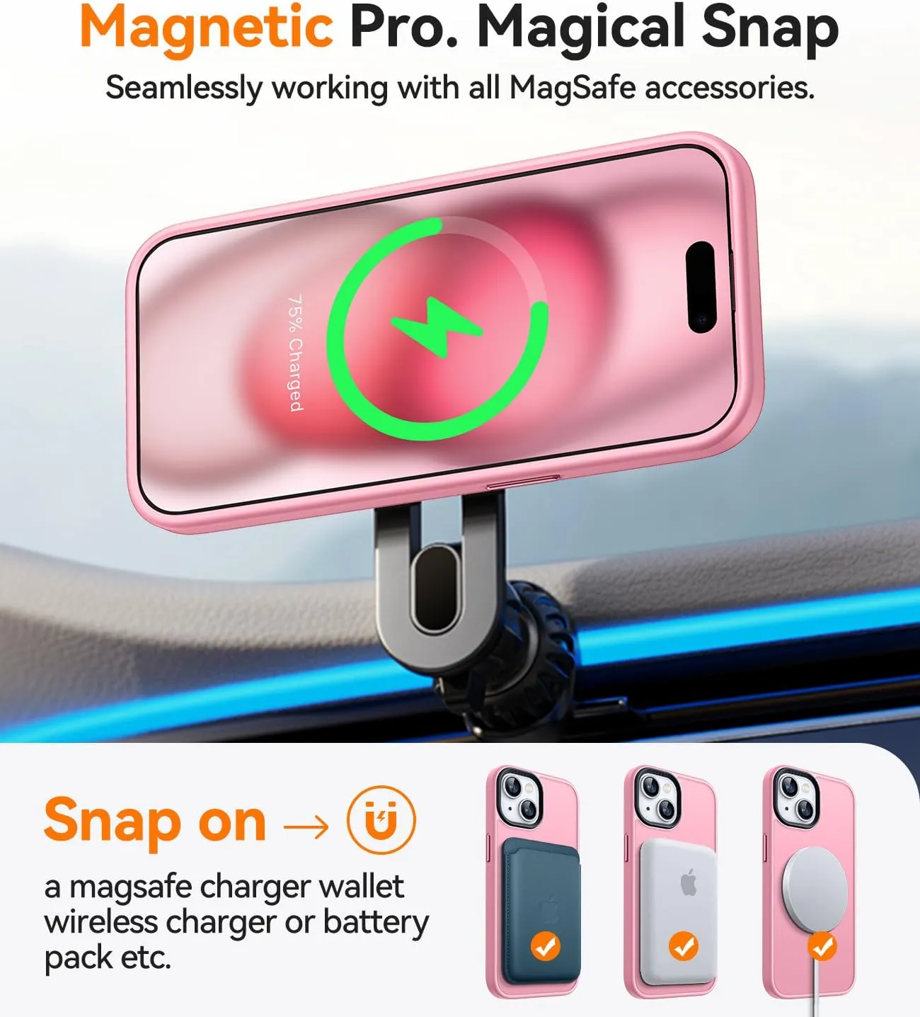 CANSHN Magnetic Case for iPhone 15 Case [Compatible with MagSafe & MIL-Grade Drop Tested] Slim Translucent Matte Cover, Anti-Scratch Shockproof Phone Case for iPhone 15 6.1 Inch, Pinkish