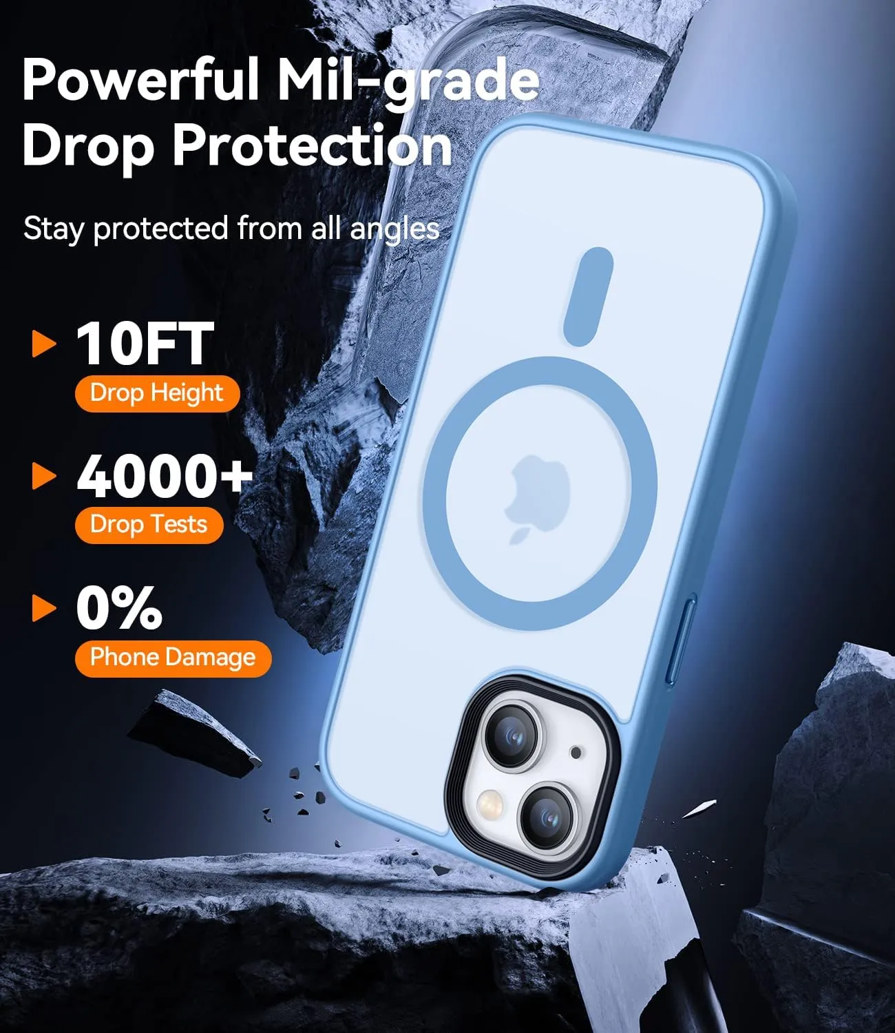 CANSHN Magnetic Case for iPhone 15 Case [Compatible with MagSafe & MIL-Grade Drop Tested] Slim Translucent Matte Cover, Anti-Scratch Shockproof Phone Case for iPhone 15 6.1 Inch, Sky Blue