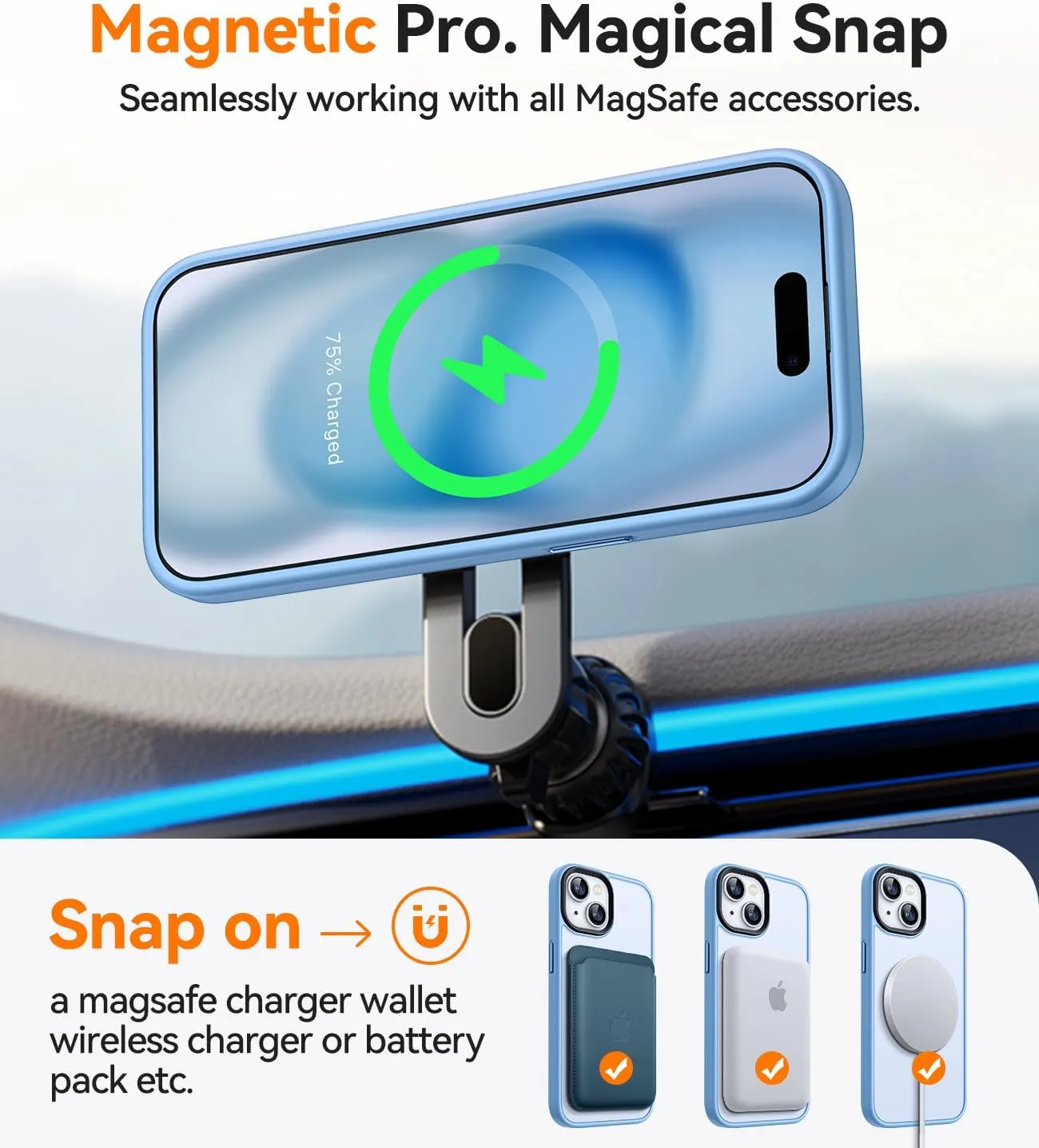 CANSHN Magnetic Case for iPhone 15 Case [Compatible with MagSafe & MIL-Grade Drop Tested] Slim Translucent Matte Cover, Anti-Scratch Shockproof Phone Case for iPhone 15 6.1 Inch, Sky Blue