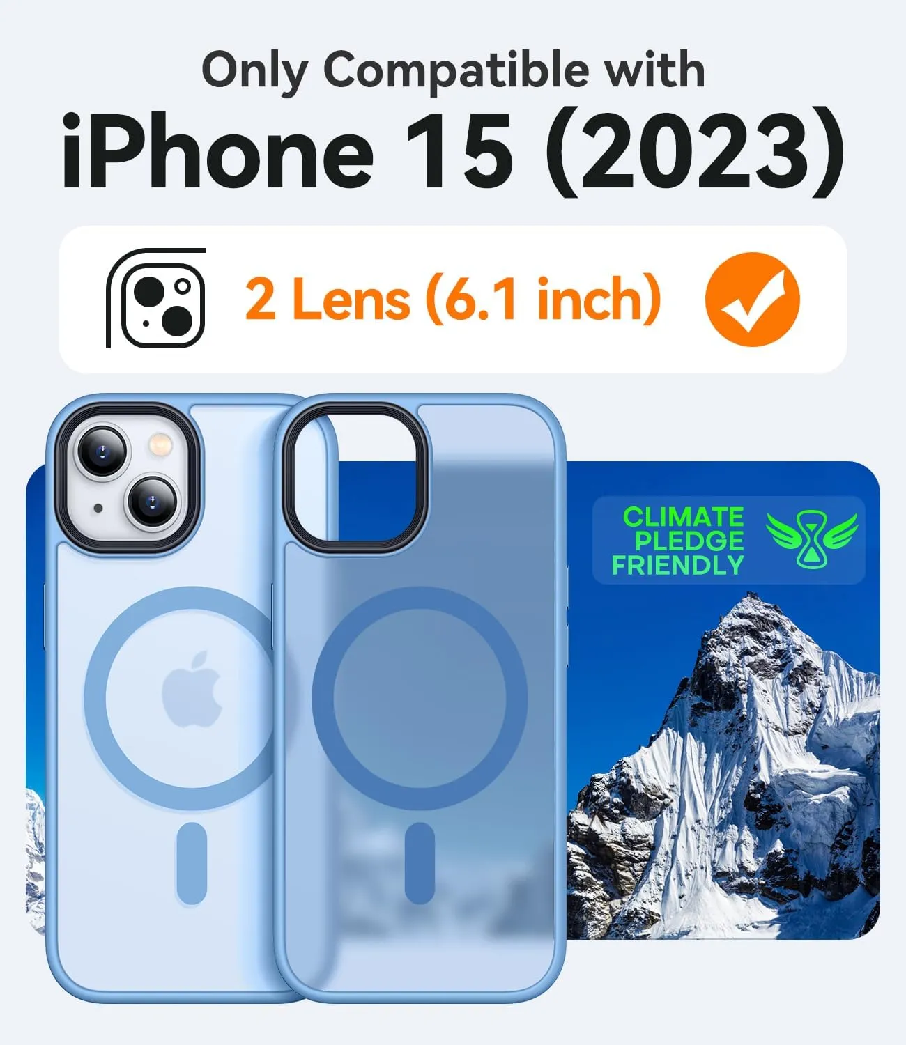 CANSHN Magnetic Case for iPhone 15 Case [Compatible with MagSafe & MIL-Grade Drop Tested] Slim Translucent Matte Cover, Anti-Scratch Shockproof Phone Case for iPhone 15 6.1 Inch, Sky Blue