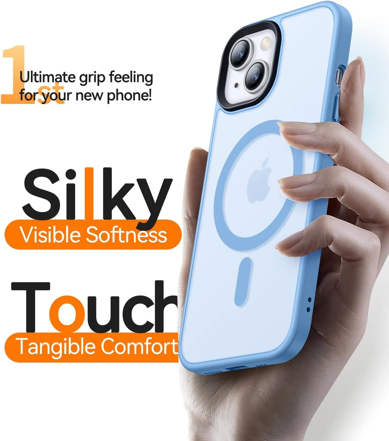 CANSHN Magnetic Case for iPhone 15 Case [Compatible with MagSafe & MIL-Grade Drop Tested] Slim Translucent Matte Cover, Anti-Scratch Shockproof Phone Case for iPhone 15 6.1 Inch, Sky Blue