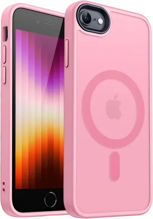 CANSHN Magnetic Case for iPhone SE 2022/iPhone SE 2020/iPhone 8, Built in Magnets Compatible with MagSafe, Translucent Matte Back Phone Cover for iPhone 8/SE 2/SE 34.7" Frosted Pink