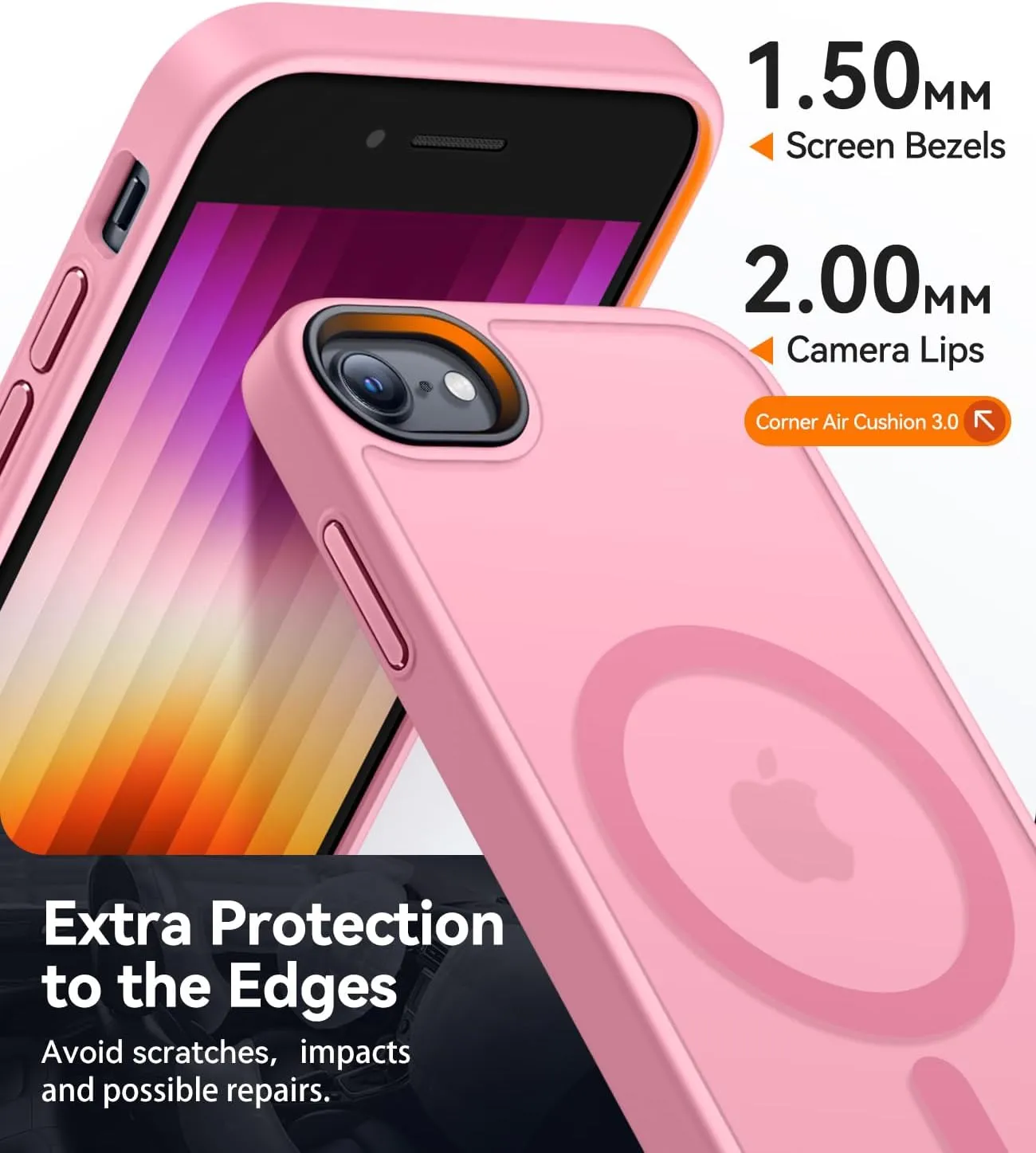 CANSHN Magnetic Case for iPhone SE 2022/iPhone SE 2020/iPhone 8, Built in Magnets Compatible with MagSafe, Translucent Matte Back Phone Cover for iPhone 8/SE 2/SE 34.7" Frosted Pink