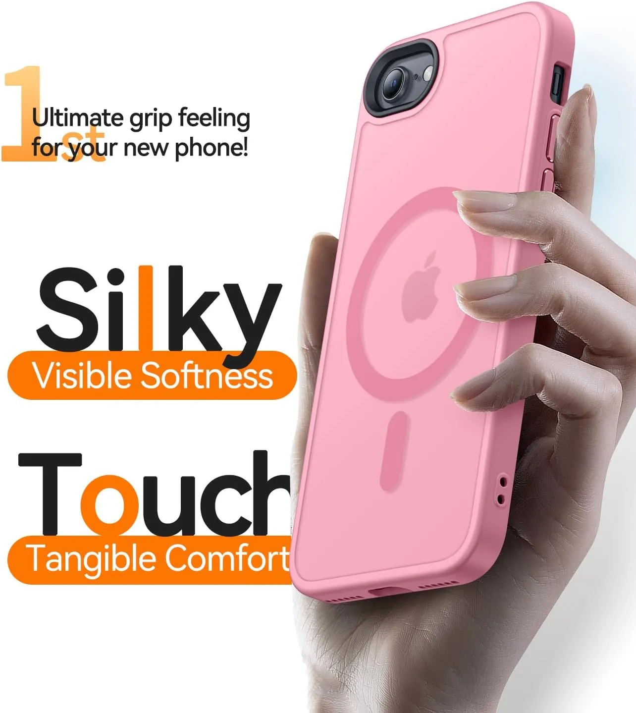 CANSHN Magnetic Case for iPhone SE 2022/iPhone SE 2020/iPhone 8, Built in Magnets Compatible with MagSafe, Translucent Matte Back Phone Cover for iPhone 8/SE 2/SE 34.7" Frosted Pink