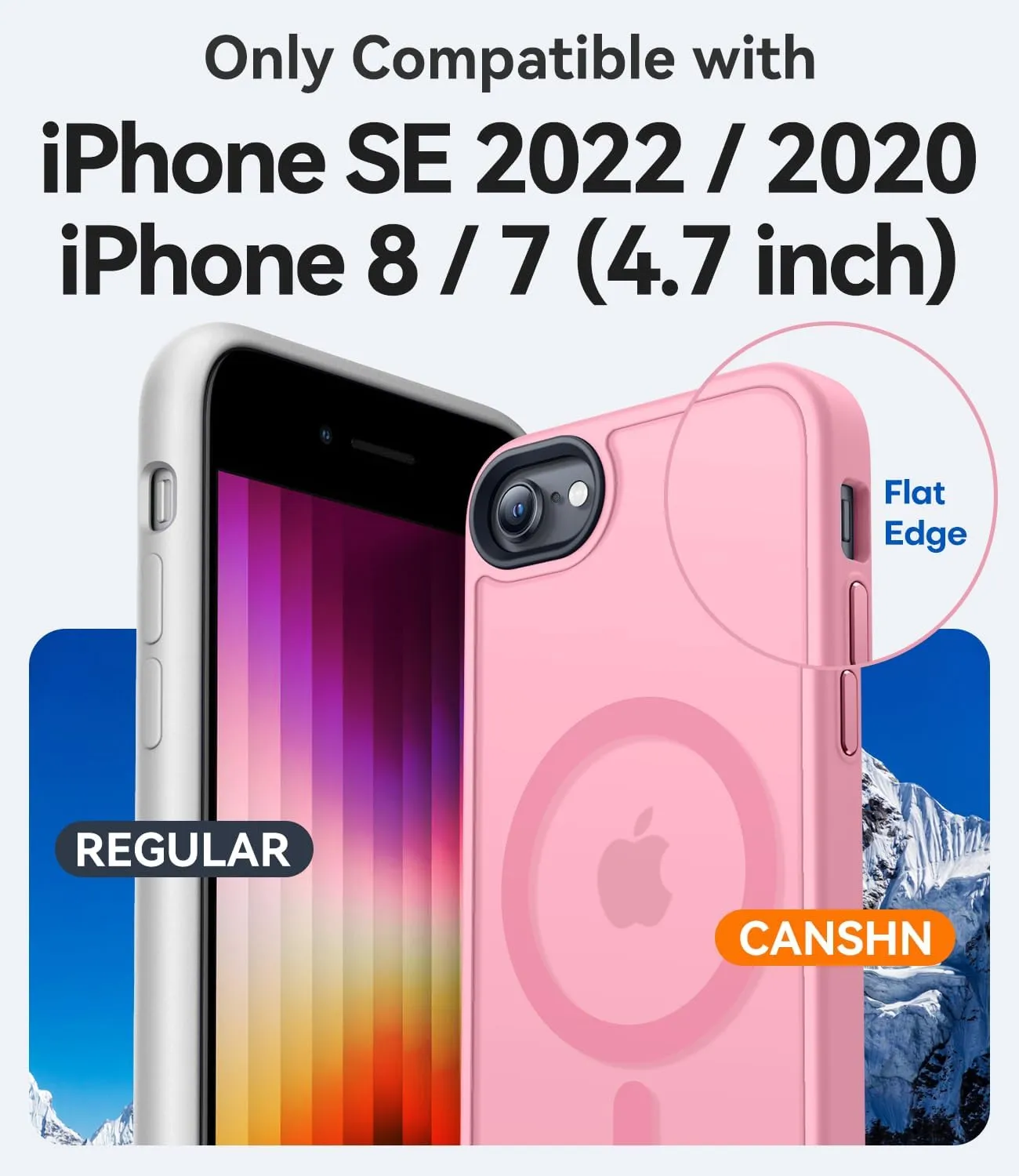 CANSHN Magnetic Case for iPhone SE 2022/iPhone SE 2020/iPhone 8, Built in Magnets Compatible with MagSafe, Translucent Matte Back Phone Cover for iPhone 8/SE 2/SE 34.7" Frosted Pink
