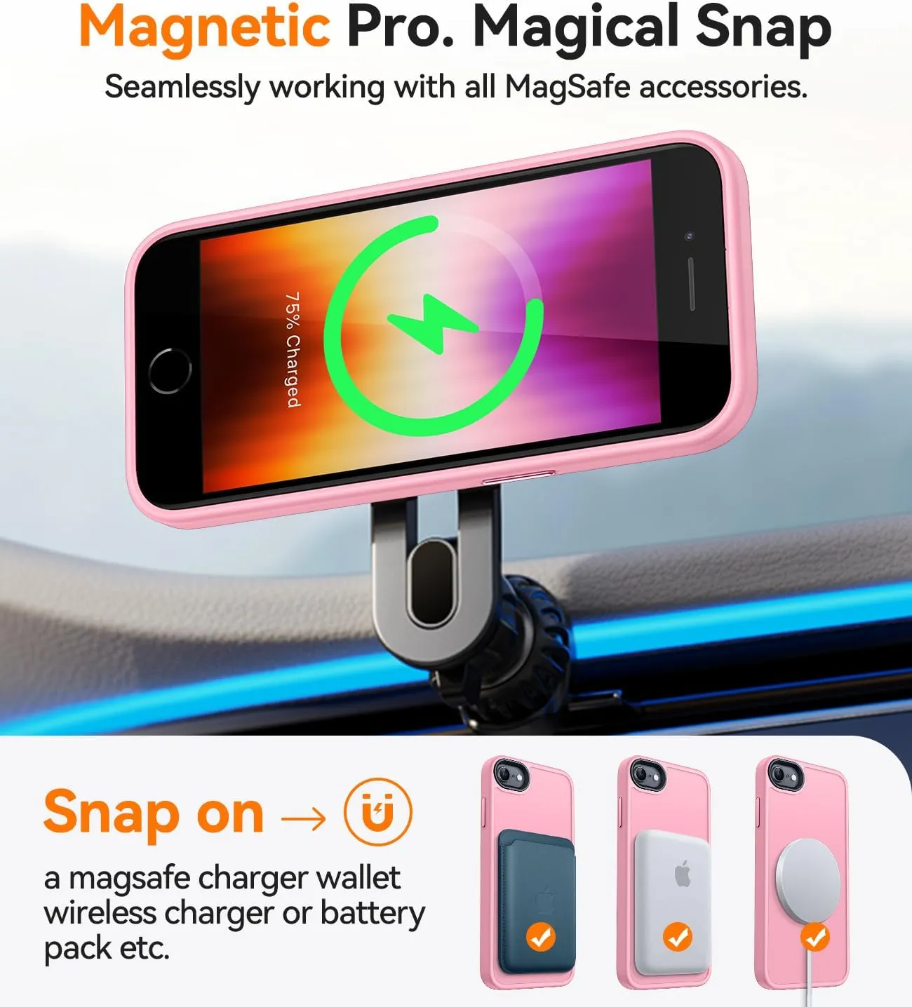 CANSHN Magnetic Case for iPhone SE 2022/iPhone SE 2020/iPhone 8, Built in Magnets Compatible with MagSafe, Translucent Matte Back Phone Cover for iPhone 8/SE 2/SE 34.7" Frosted Pink