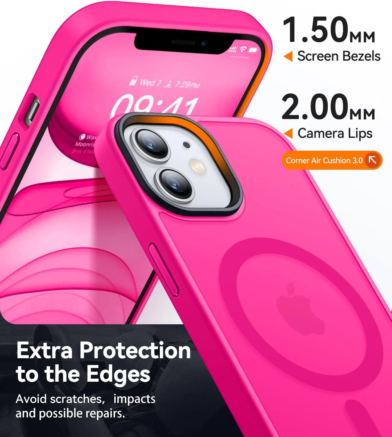 CANSHN Magnetic Compatible with iPhone 11 Case [Compatible with Magsafe] [Translucent Matte] Slim Thin Shockproof Protective Bumper Cover Phone Case Cover 6.1 Inch - Hot Pink