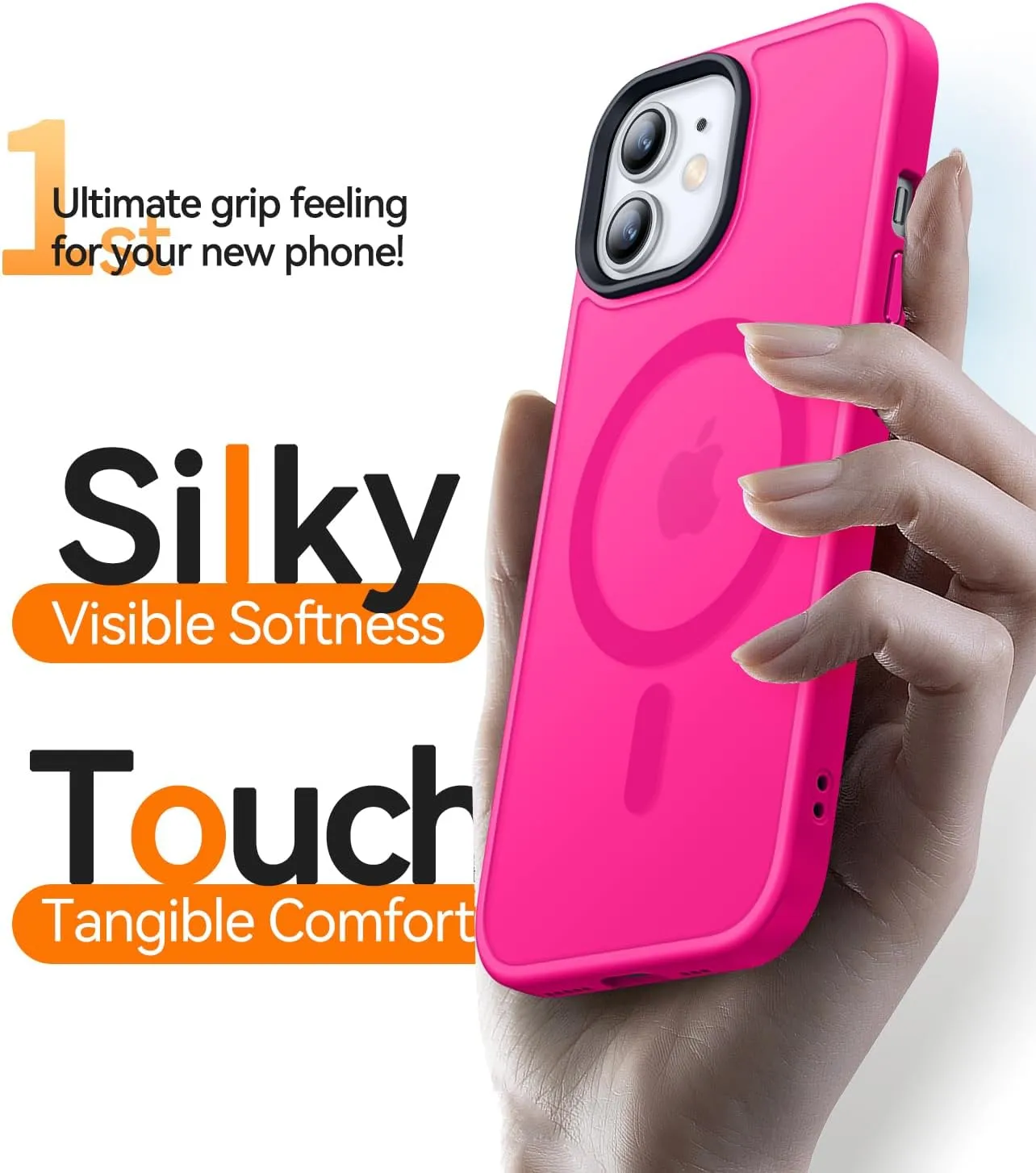 CANSHN Magnetic Compatible with iPhone 11 Case [Compatible with Magsafe] [Translucent Matte] Slim Thin Shockproof Protective Bumper Cover Phone Case Cover 6.1 Inch - Hot Pink