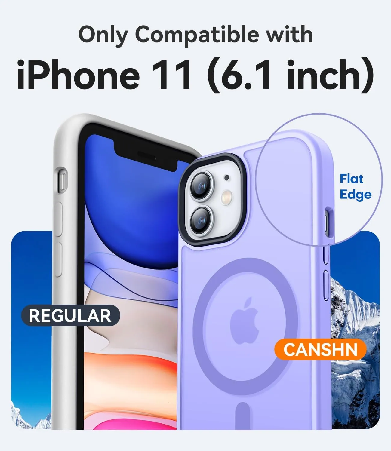 CANSHN Magnetic Compatible with iPhone 11 Case [Compatible with Magsafe] [Translucent Matte] Slim Thin Shockproof Protective Bumper Cover Phone Case Cover 6.1 Inch - Light Purple