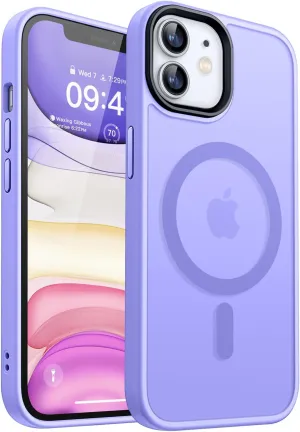 CANSHN Magnetic Compatible with iPhone 11 Case [Compatible with Magsafe] [Translucent Matte] Slim Thin Shockproof Protective Bumper Cover Phone Case Cover 6.1 Inch - Light Purple