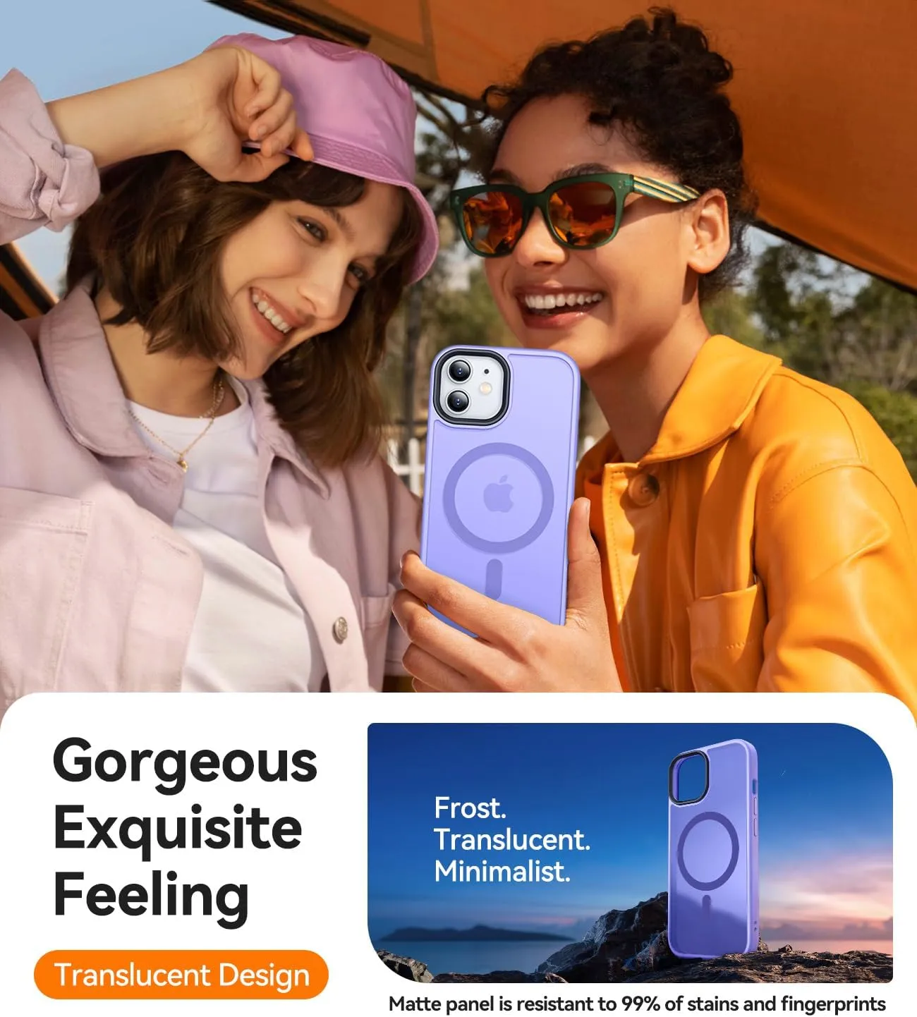 CANSHN Magnetic Compatible with iPhone 11 Case [Compatible with Magsafe] [Translucent Matte] Slim Thin Shockproof Protective Bumper Cover Phone Case Cover 6.1 Inch - Light Purple