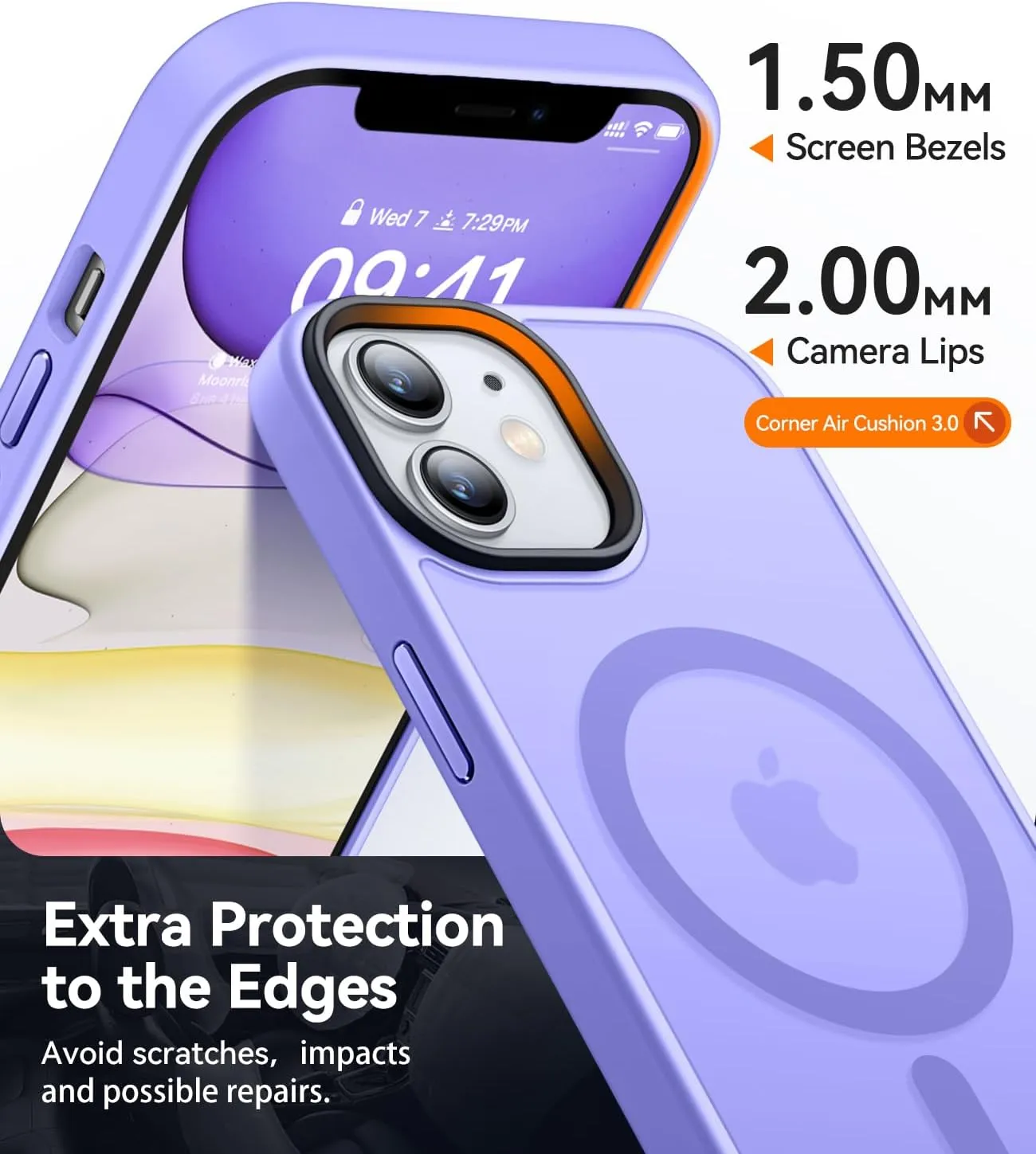 CANSHN Magnetic Compatible with iPhone 11 Case [Compatible with Magsafe] [Translucent Matte] Slim Thin Shockproof Protective Bumper Cover Phone Case Cover 6.1 Inch - Light Purple