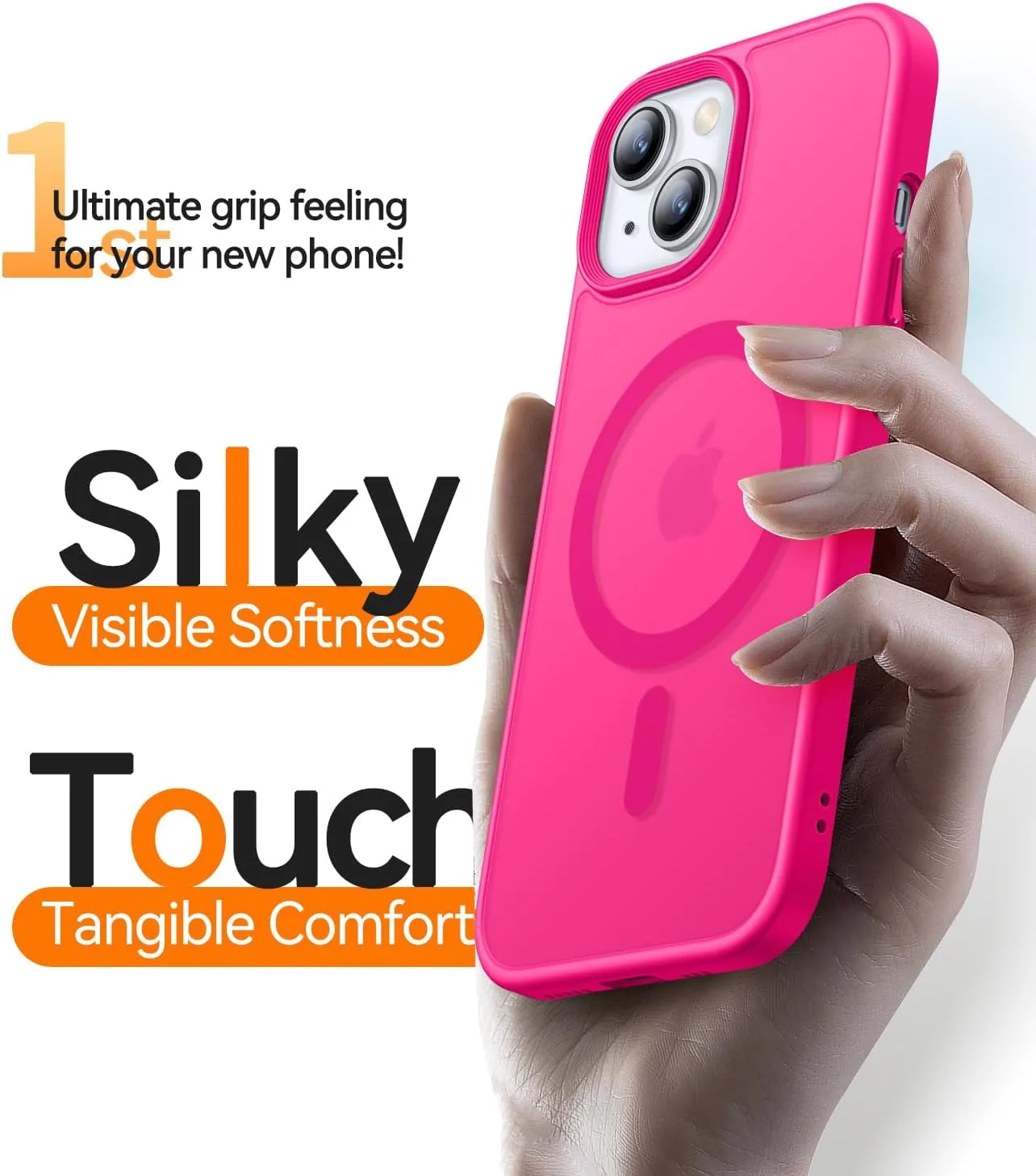 CANSHN Magnetic Designed for iPhone 15 Case [Compatible with Magsafe] [Translucent Matte] Slim Thin Shockproof Protective Bumper Cover Phone Case for iPhone 15 6.1 Inch - Hot Pink