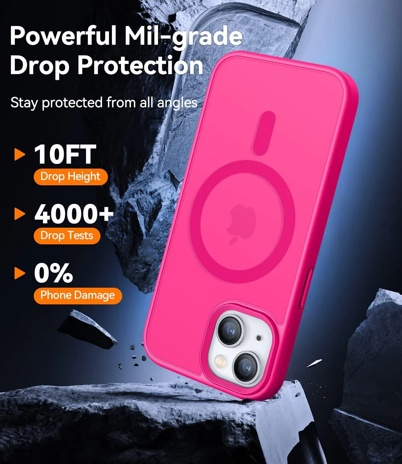CANSHN Magnetic Designed for iPhone 15 Case [Compatible with Magsafe] [Translucent Matte] Slim Thin Shockproof Protective Bumper Cover Phone Case for iPhone 15 6.1 Inch - Hot Pink