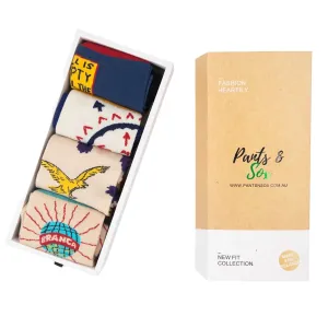 Cartoon Casual Cotton Socks 4 Pairs in Gift Set By Designer