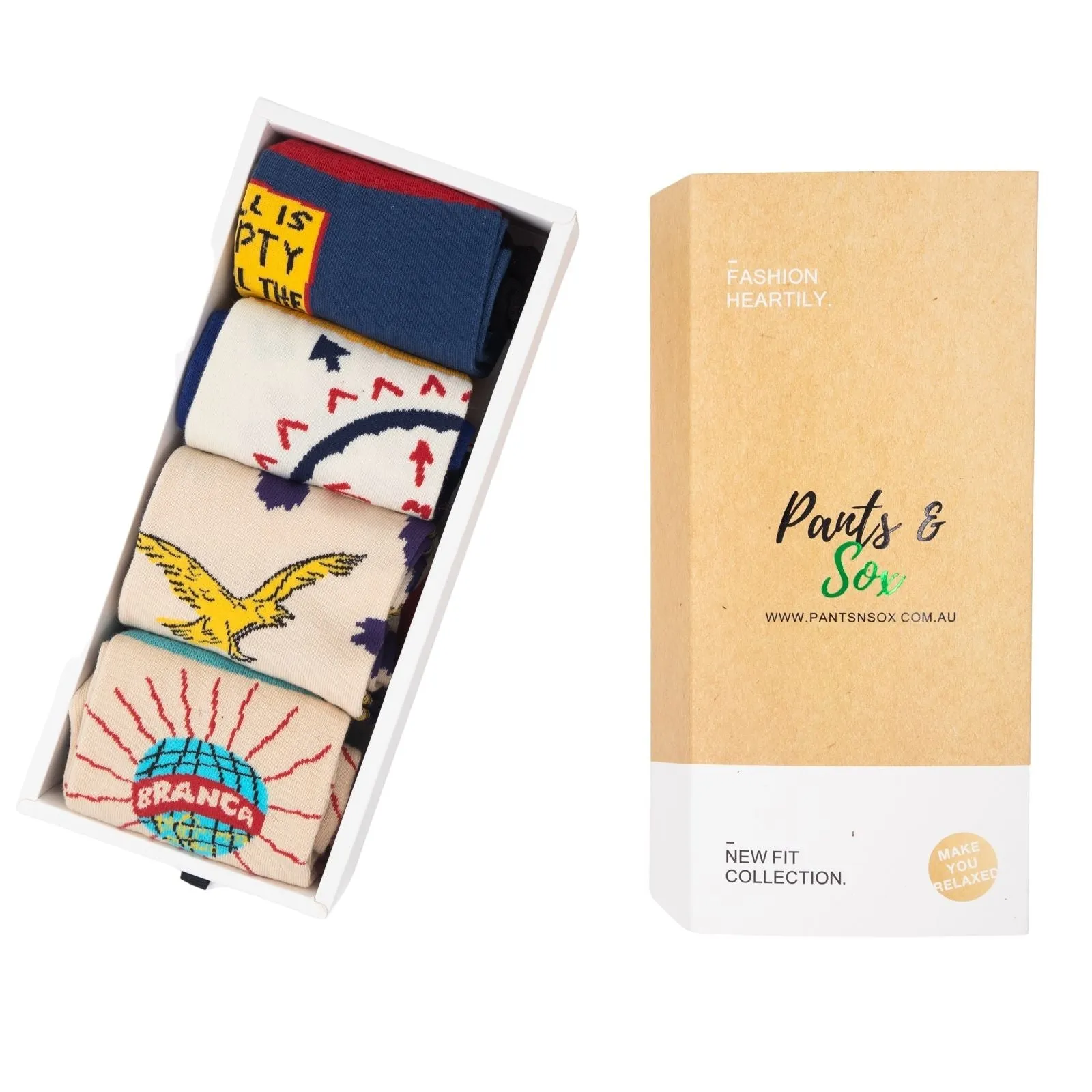 Cartoon Casual Cotton Socks 4 Pairs in Gift Set By Designer