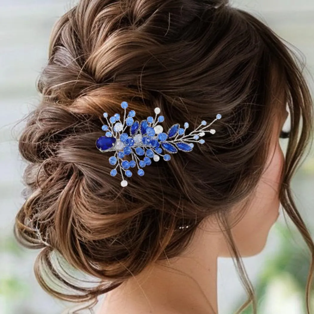Casdre Rhinestone Wedding Hair Clip Crystal Bridal Hair Barrettes Prom Hair Pieces Hair Accessories for Women and Brides
