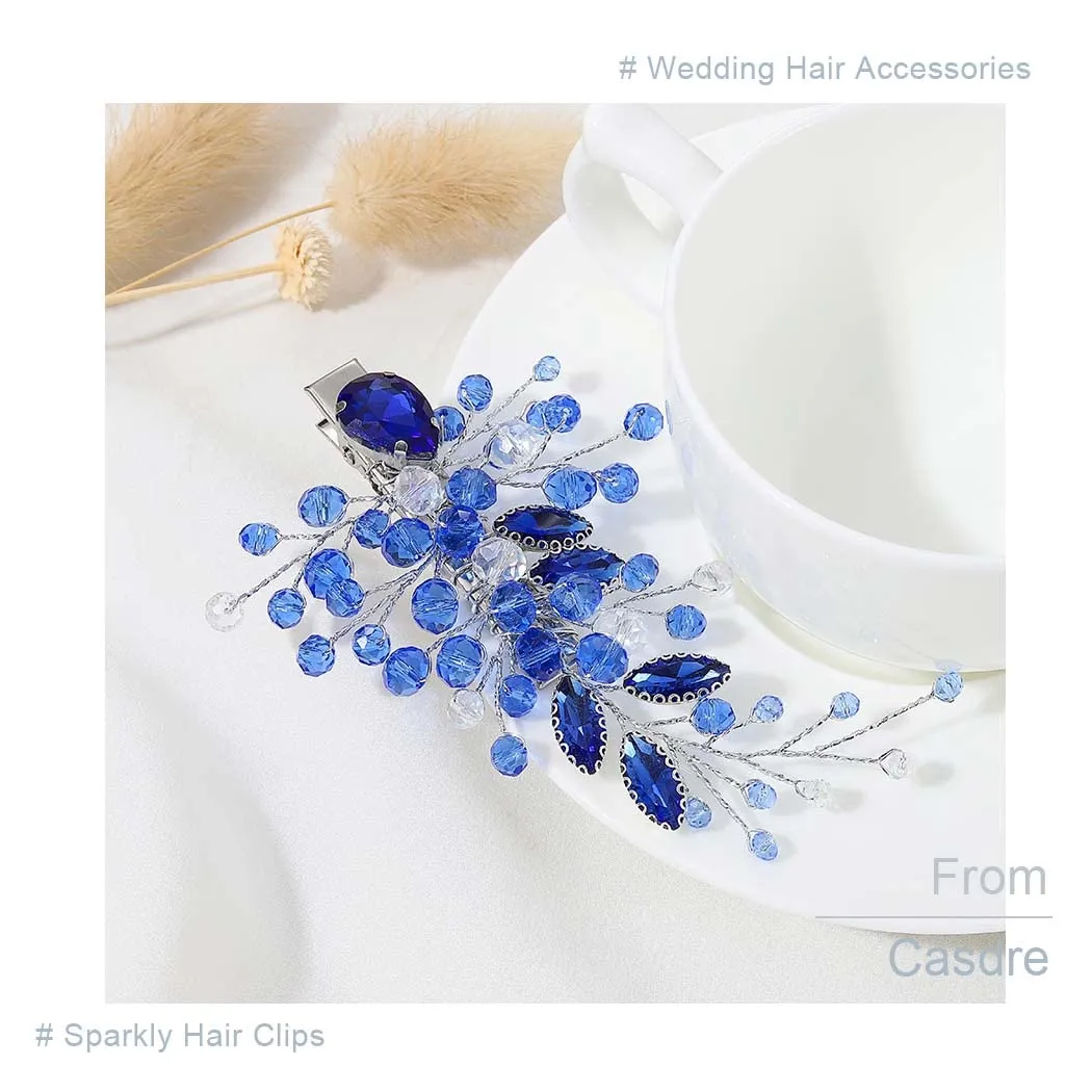Casdre Rhinestone Wedding Hair Clip Crystal Bridal Hair Barrettes Prom Hair Pieces Hair Accessories for Women and Brides