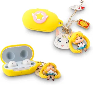 Case for Galaxy Buds/Buds Plus Earbuds with Doll Lanyard Carabiner, Silicone Cute Cover Protective Shockproof with Multiple Cartoon Styles for Samsung Wireless Earbuds