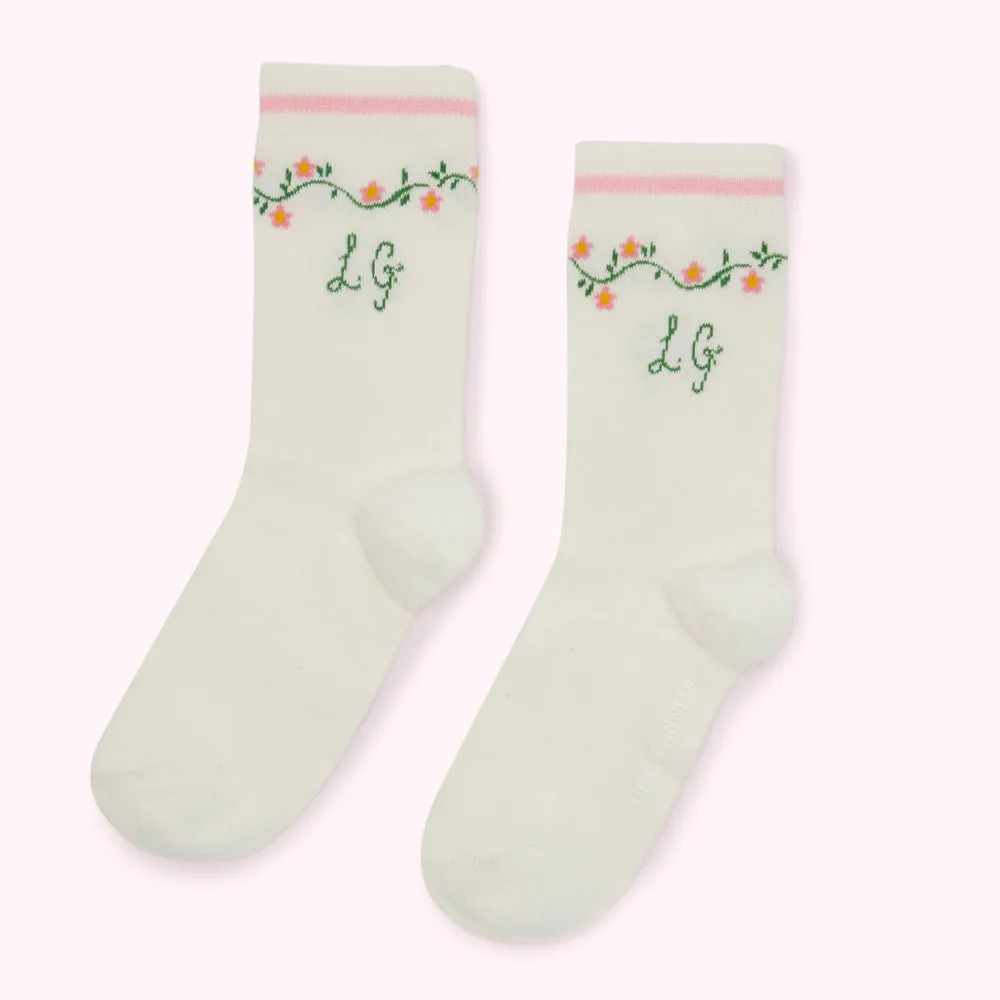 CHALK DAISY CHAIN ANKLE SOCKS
