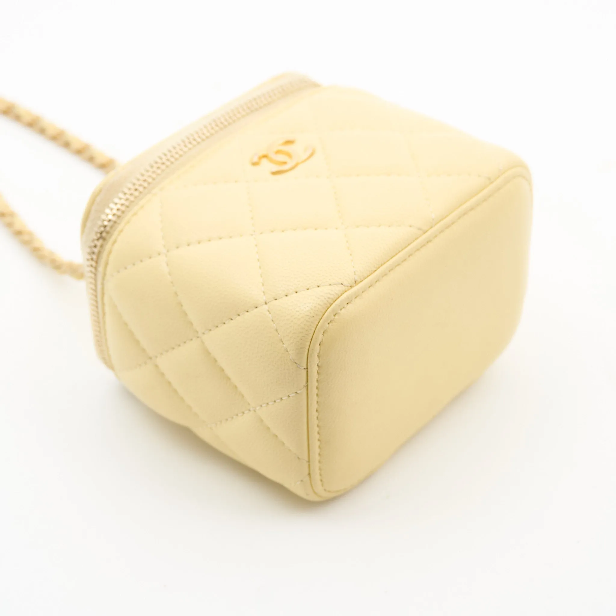 Chanel Pearl Crush Mini Yellow Vanity Case GHW