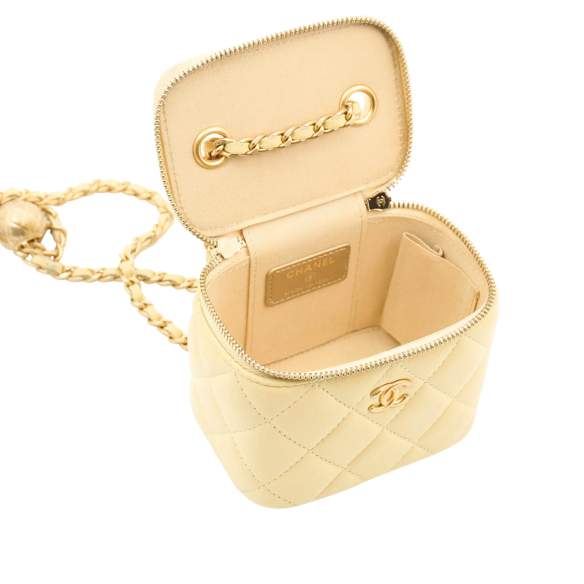 Chanel Pearl Crush Mini Yellow Vanity Case GHW