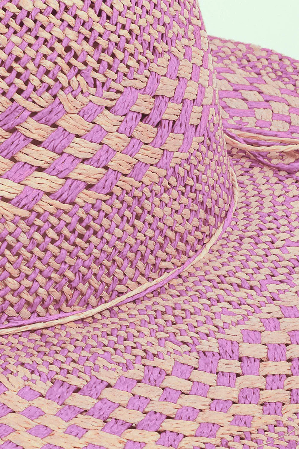 Checkered Woven Straw Sun Hat